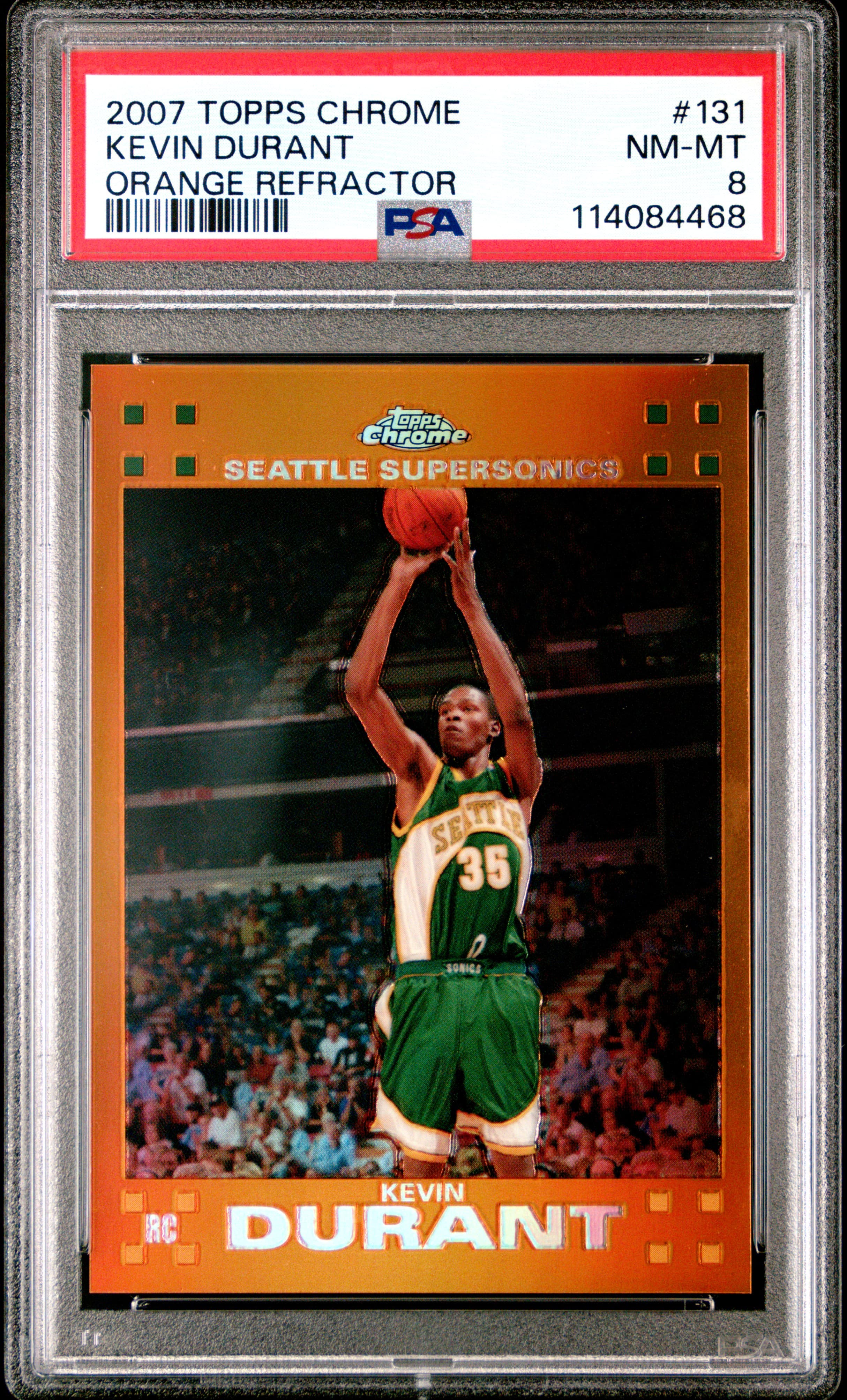 2007 TOPPS CHROME KEVIN DURANT #131 ORANGE REFRACTOR NM-MT 8 114084468