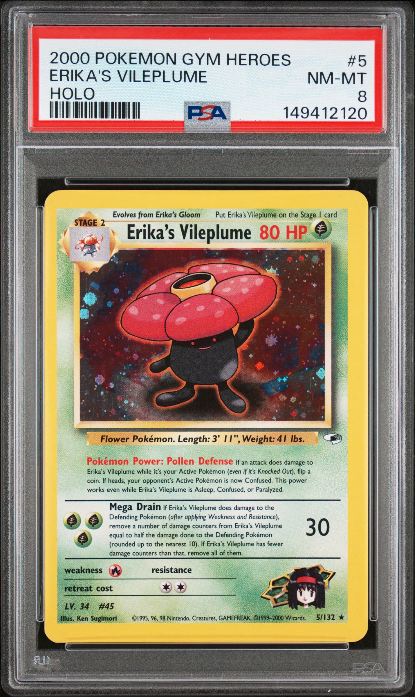2000 POKEMON GYM HEROES ERIKA'S VILEPLUME #5 HOLO NM-MT 8 149412120