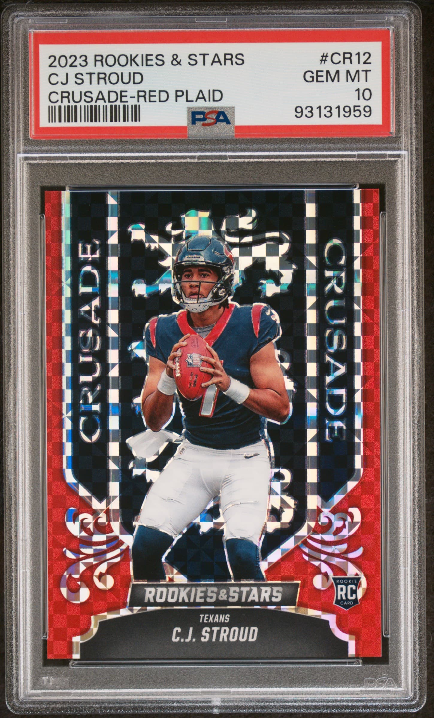 2023 PANINI ROOKIES & STARS CRUSADE CJ STROUD #CR12 CRUSADE-RED PLAID GEM MT 10 93131959