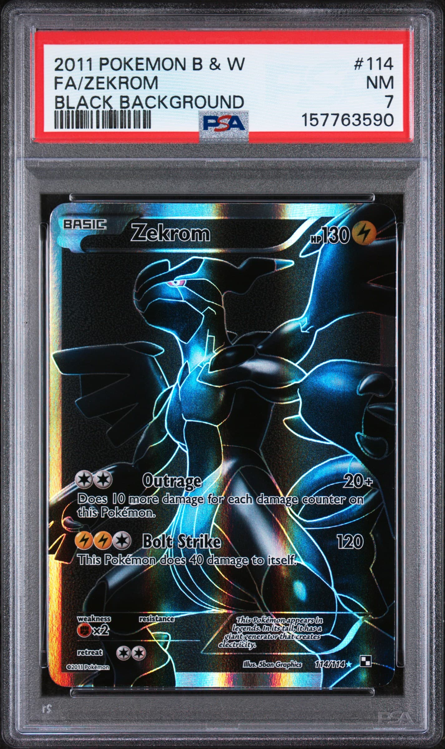 2011 POKEMON BLACK & WHITE FA/ZEKROM #114 BLACK BACKGROUND NM 7 157763590