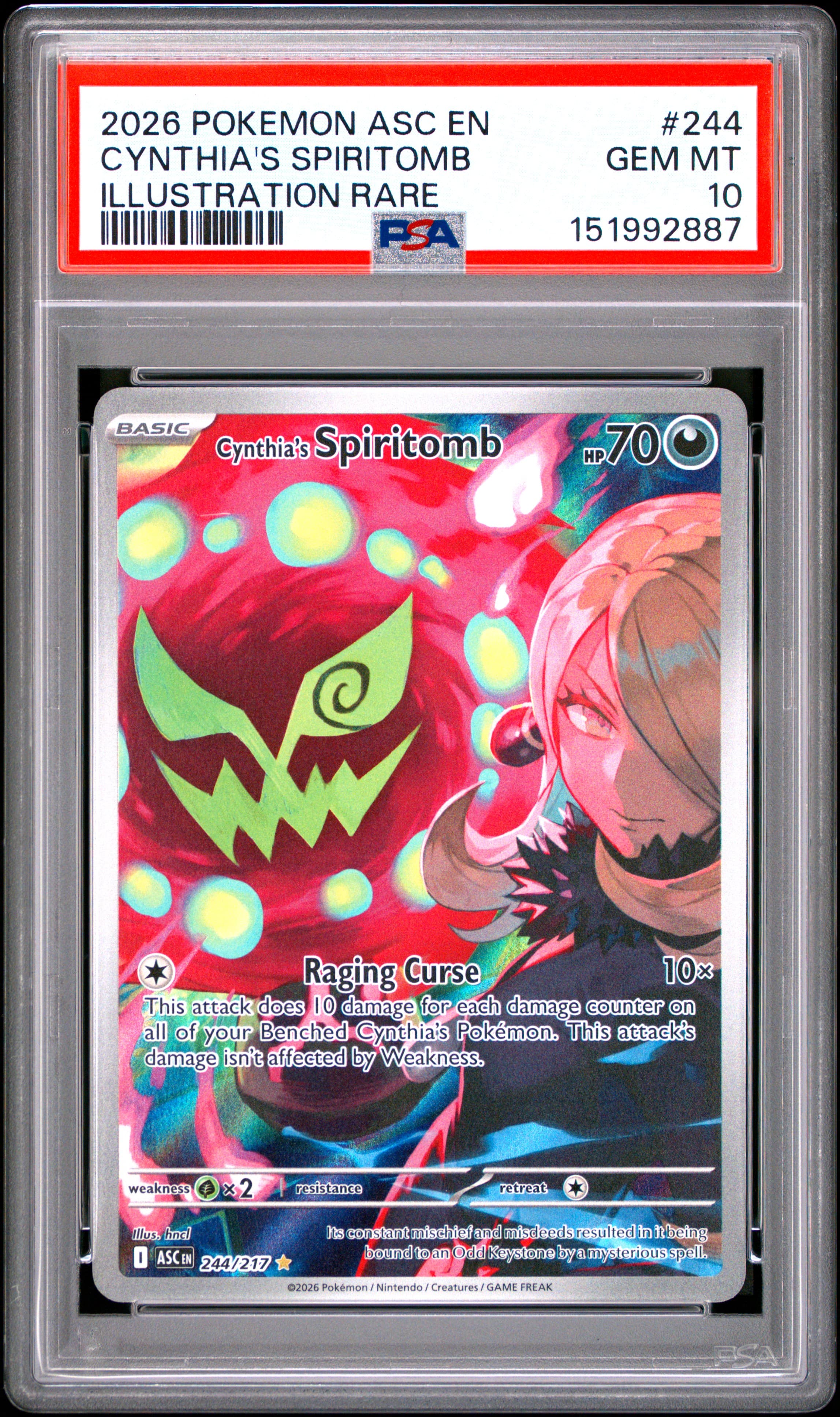 2026 POKEMON ASC EN-ASCENDED HEROES CYNTHIA'S SPIRITOMB #244 ILLUSTRATION RARE GEM MT 10 151992887