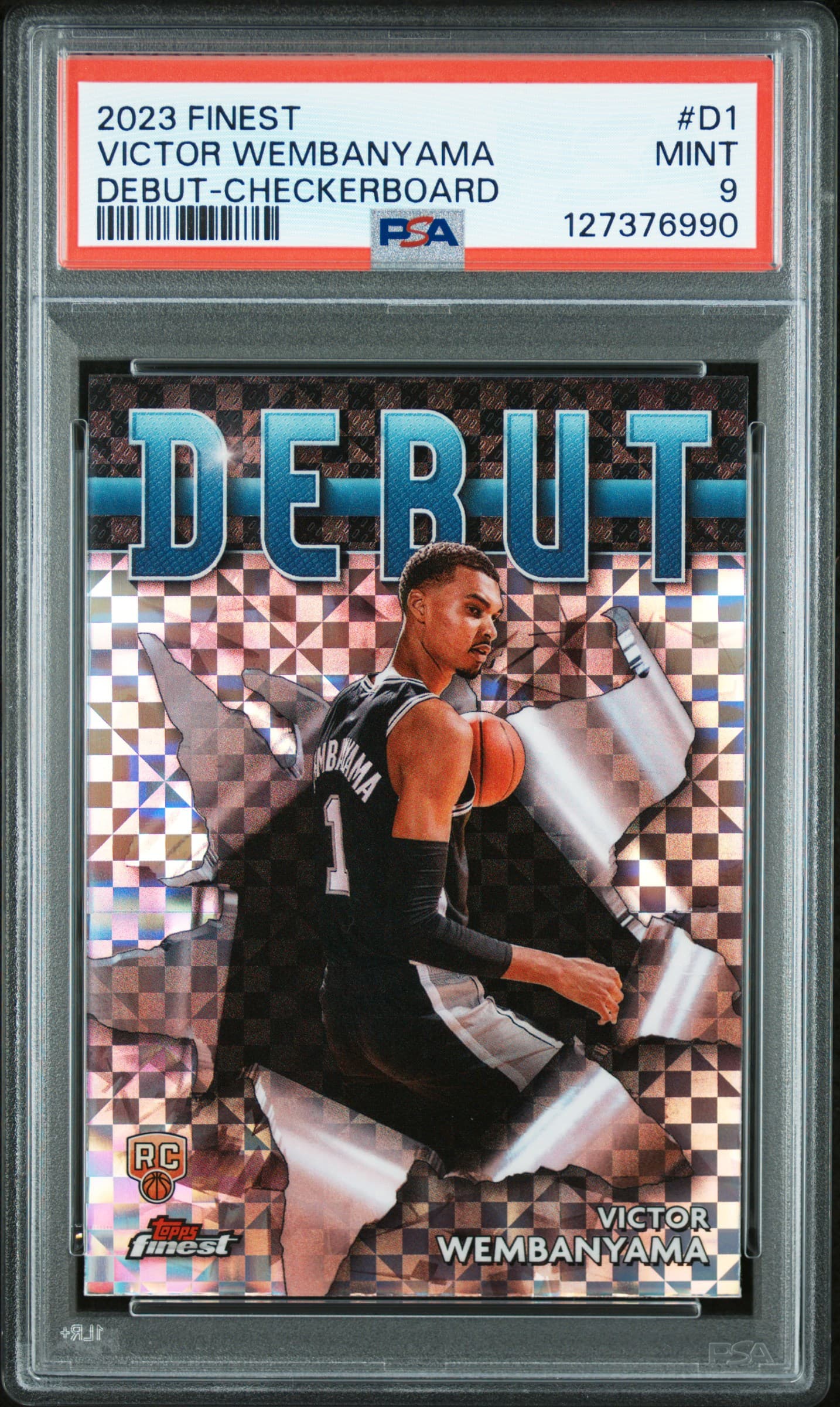 2023 TOPPS FINEST DEBUT VICTOR WEMBANYAMA #D1 DEBUT-CHECKERBOARD MINT 9 127376990