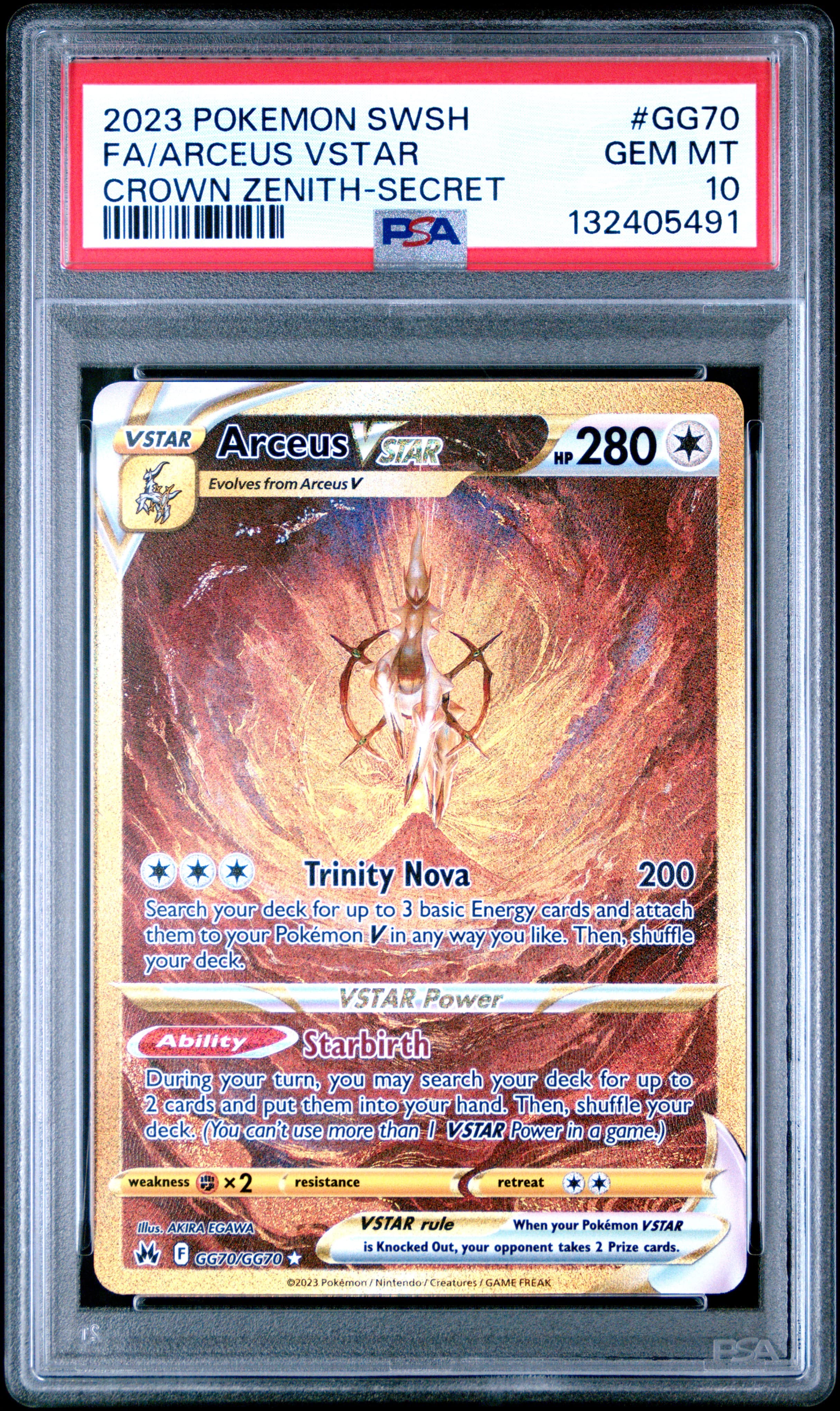 2023 POKEMON SWORD AND SHIELD CROWN ZENITH FA/ARCEUS VSTAR #GG70 CROWN ZENITH-SECRET GEM MT 10 132405491