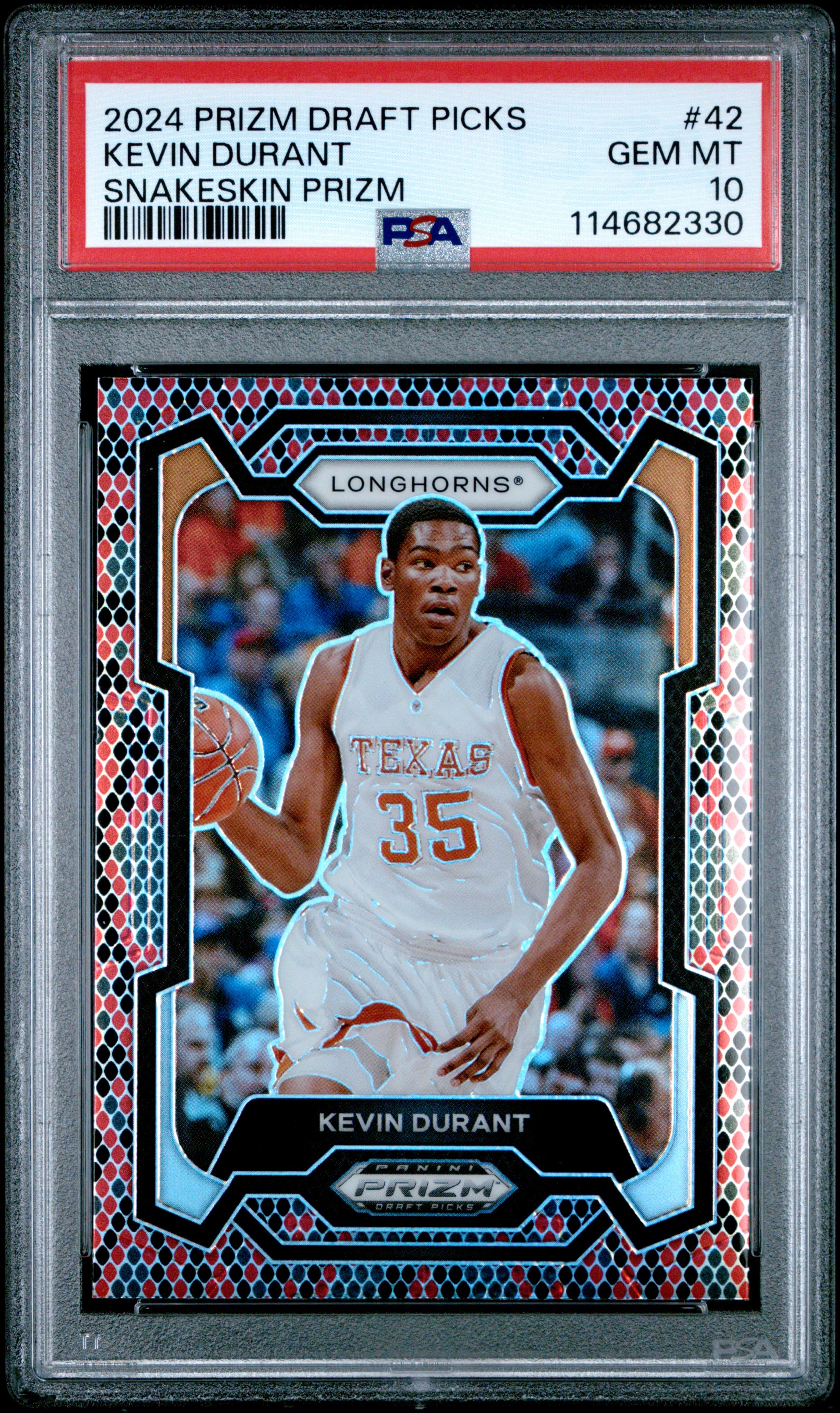 2024 PANINI PRIZM DRAFT PICKS KEVIN DURANT #42 SNAKESKIN PRIZM GEM MT 10 114682330
