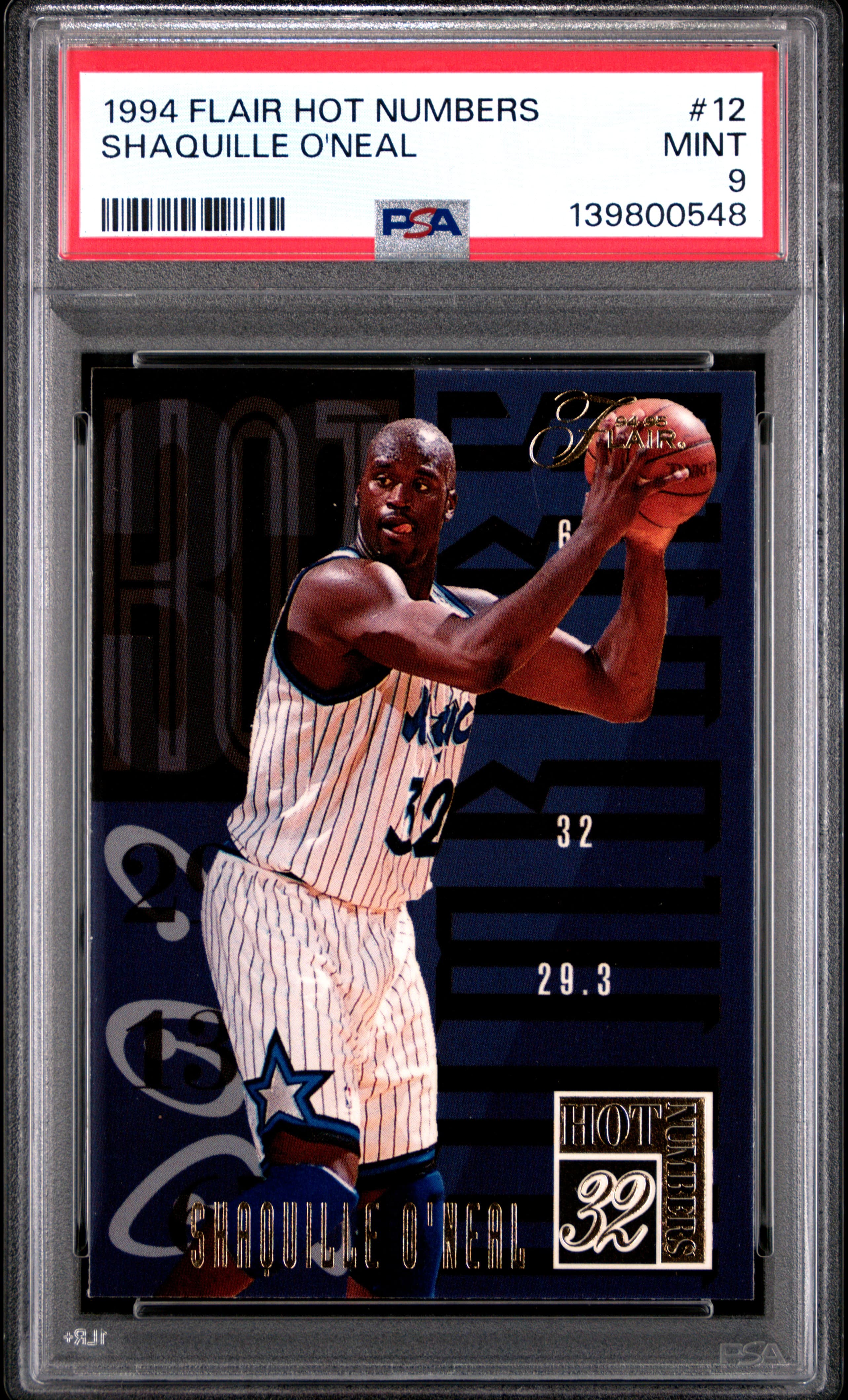 1994 FLAIR HOT NUMBERS SHAQUILLE O'NEAL #12 MINT 9 139800548