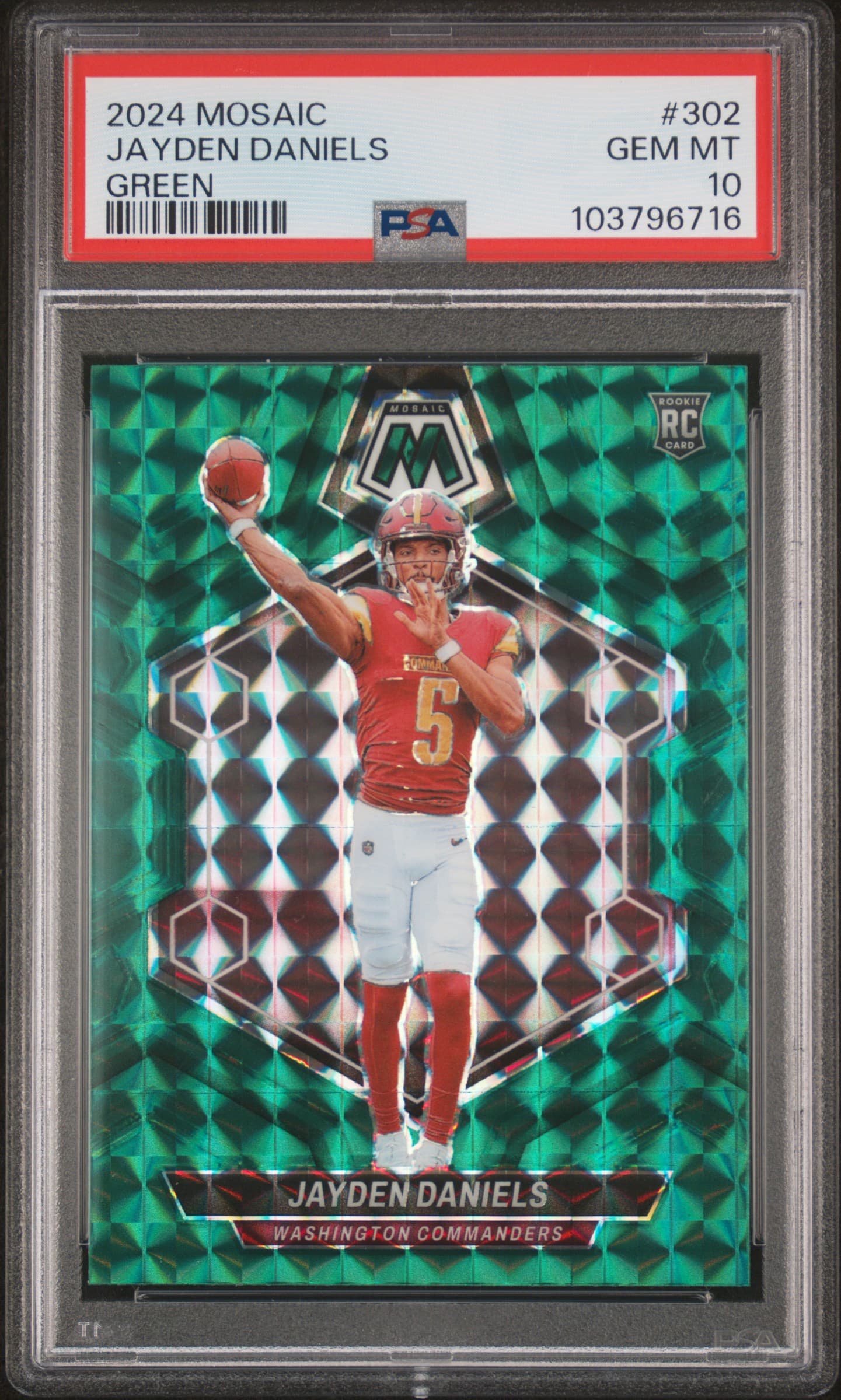 2024 PANINI MOSAIC JAYDEN DANIELS #302 GREEN GEM MT 10 103796716