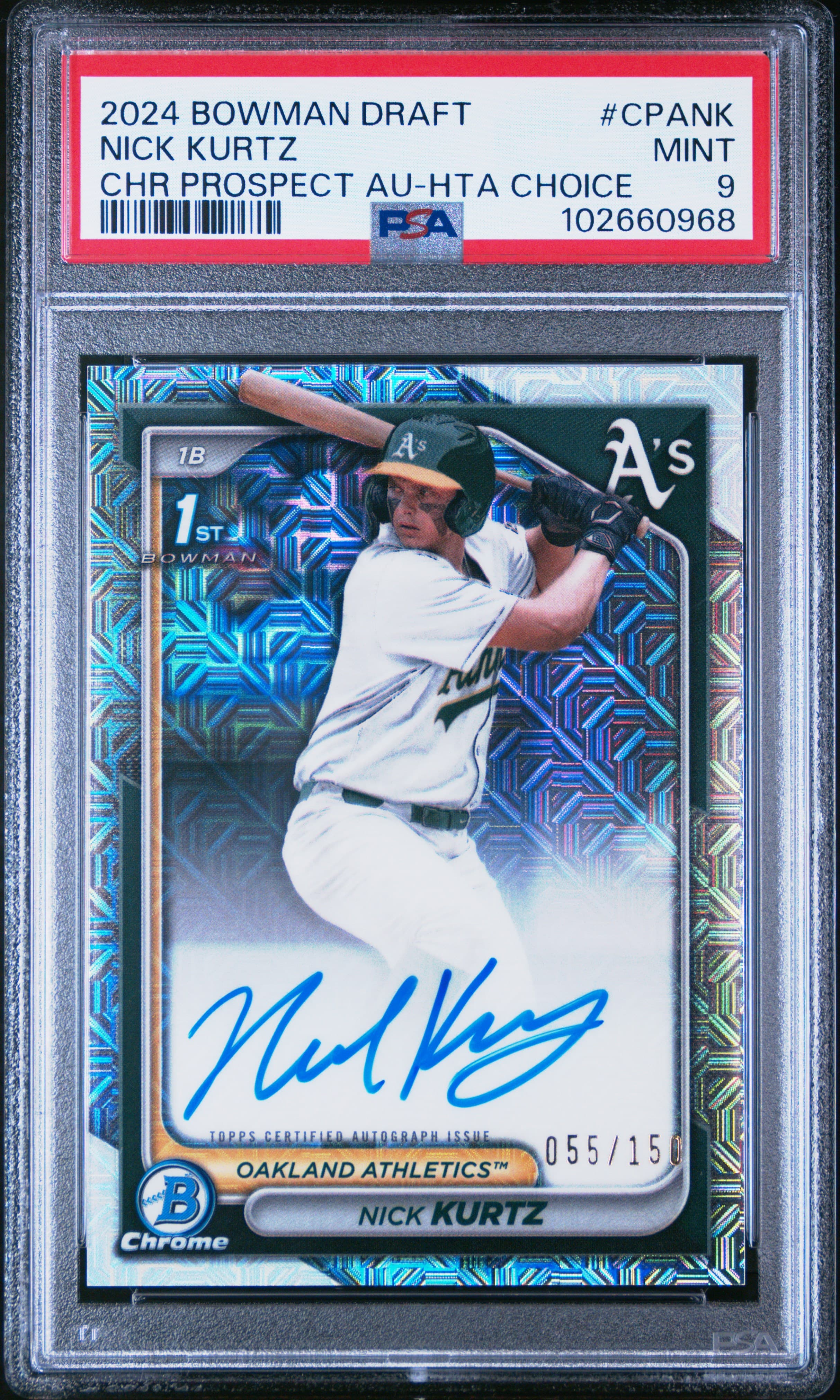 2024 BOWMAN DRAFT CHROME PROSPECT AUTOGRAPHS NICK KURTZ #CPANK CHR PROSPECT AU-HTA CHOICE MINT 9 102660968
