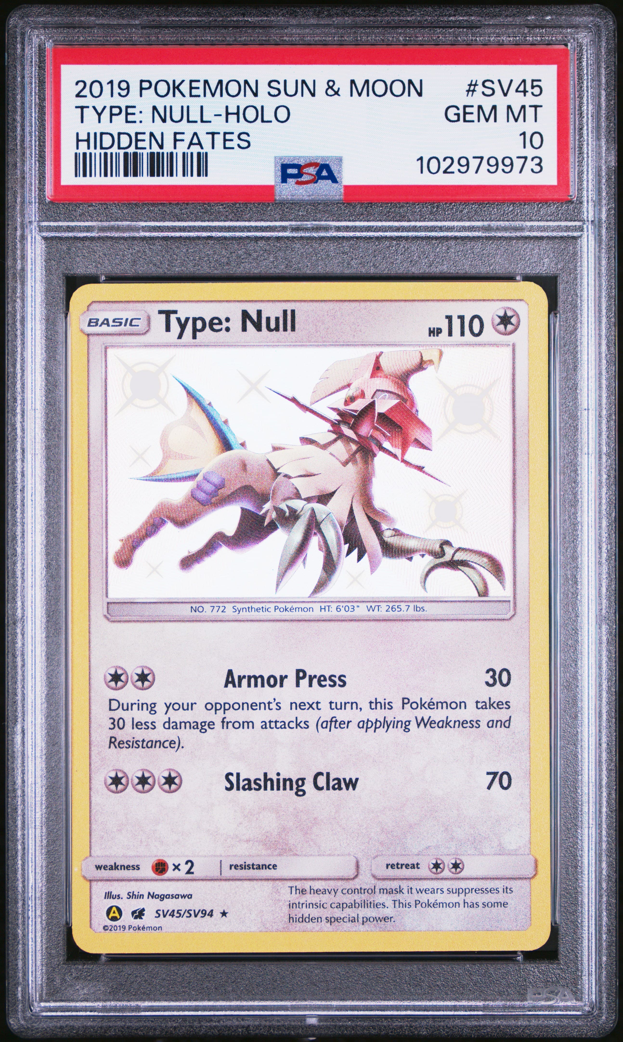 2019 POKEMON SUN & MOON HIDDEN FATES TYPE: NULL-HOLO #SV45 HIDDEN FATES GEM MT 10 102979973