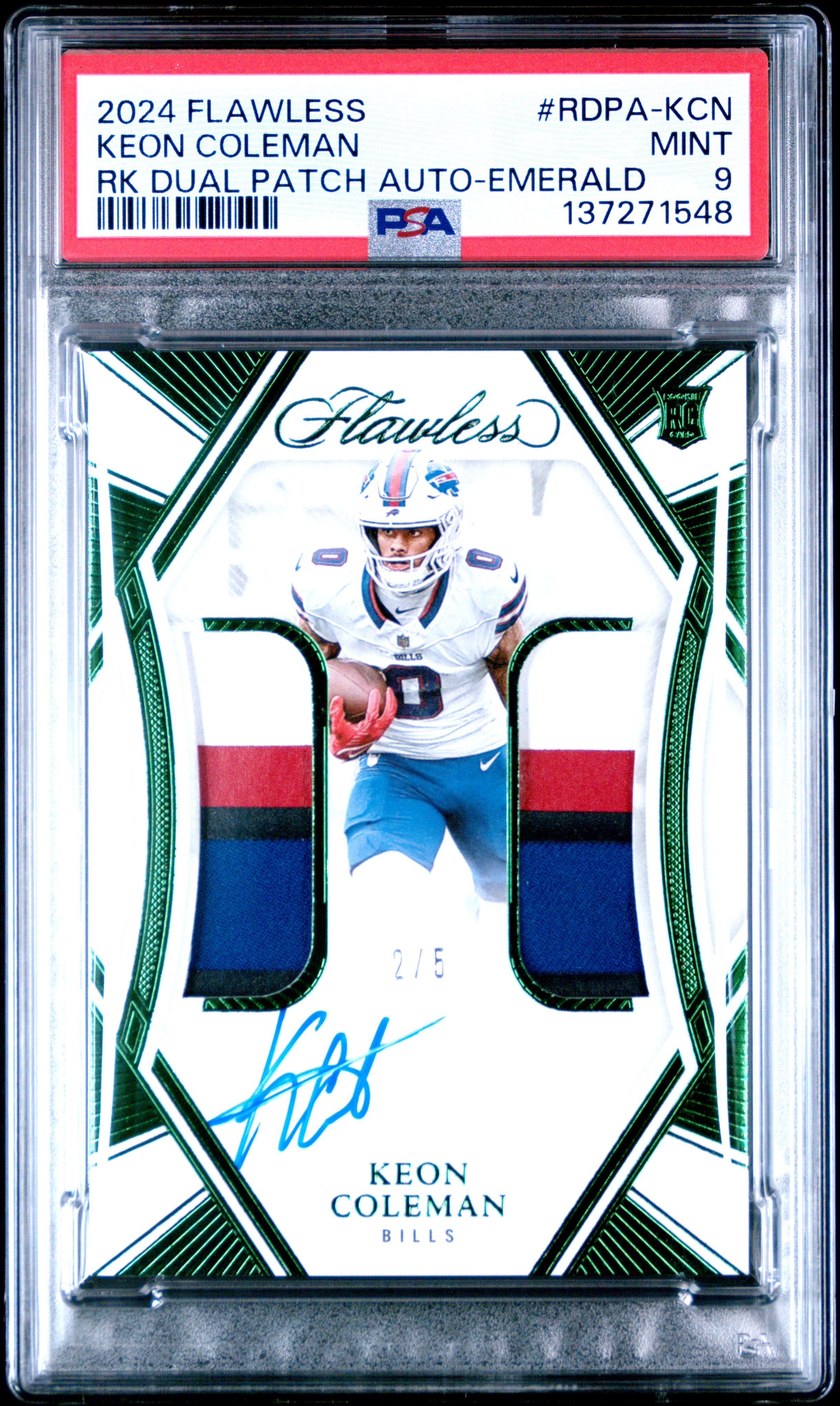 2024 PANINI FLAWLESS ROOKIE DUAL PATCH AUTOGRAPHS KEON COLEMAN #RDPA-KCN RK DUAL PATCH AUTO-EMERALD MINT 9 137271548