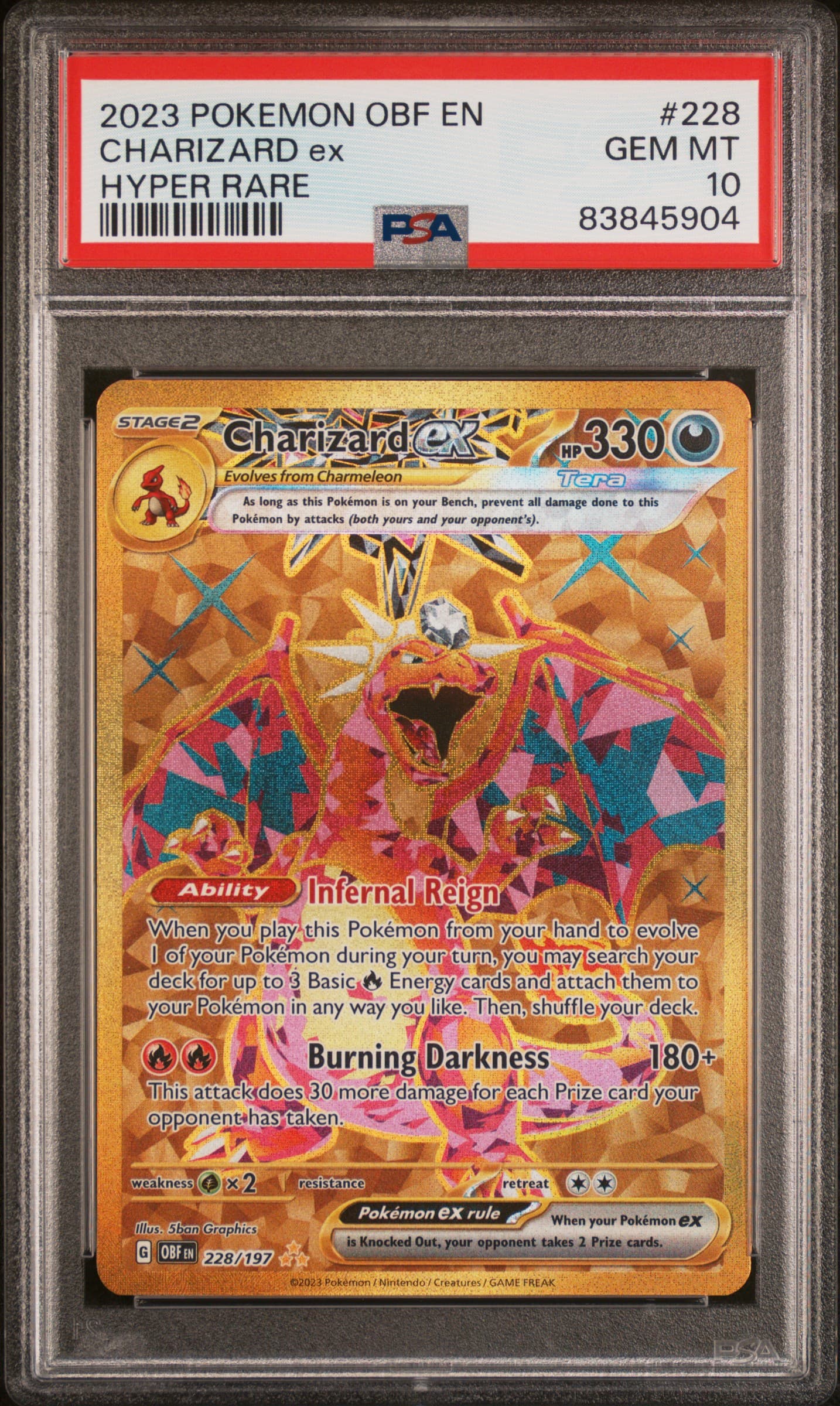 2023 POKEMON OBF EN-OBSIDIAN FLAMES CHARIZARD ex #228 HYPER RARE GEM MT 10 83845904