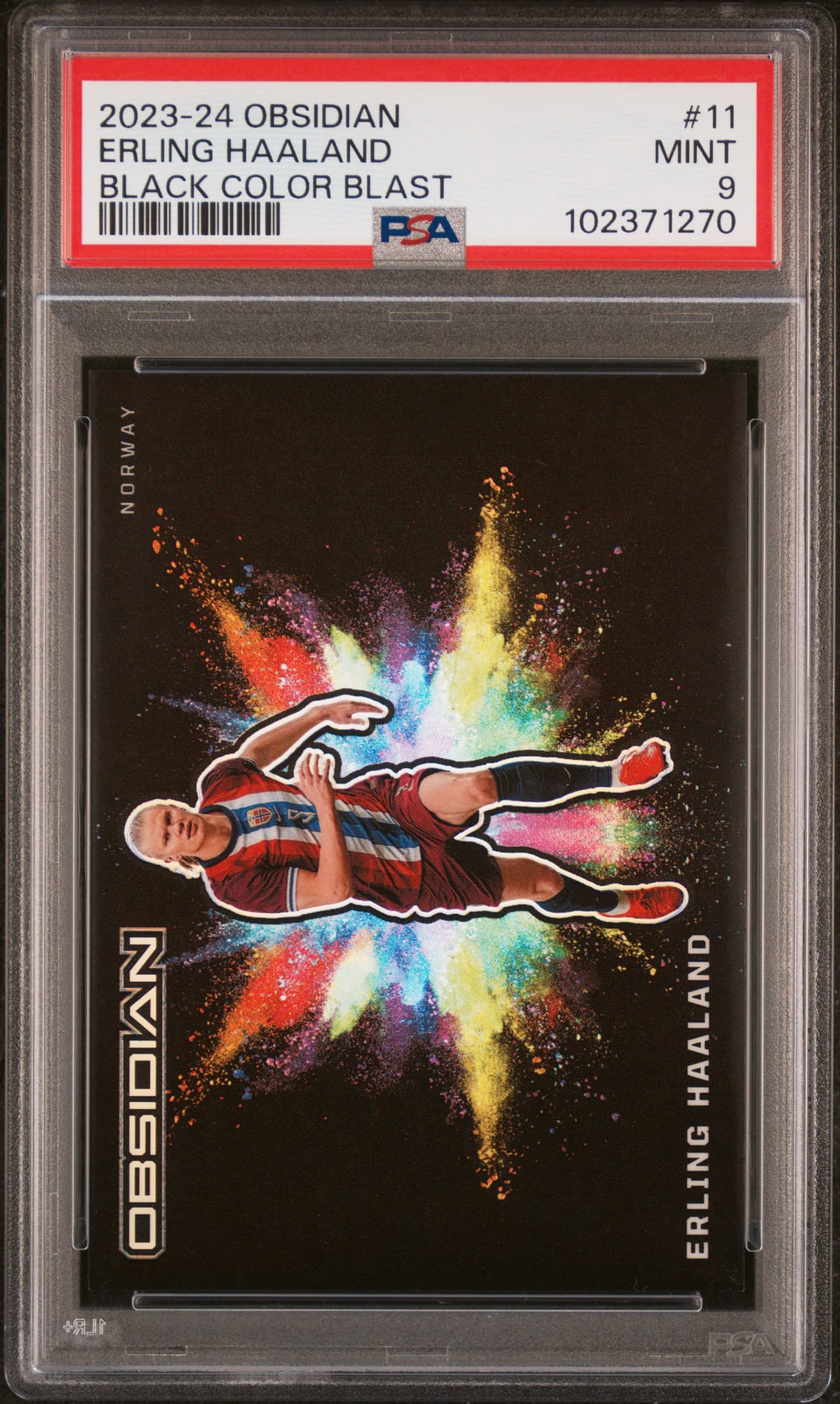 2023 PANINI OBSIDIAN BLACK COLOR BLAST ERLING HAALAND #11 MINT 9 102371270