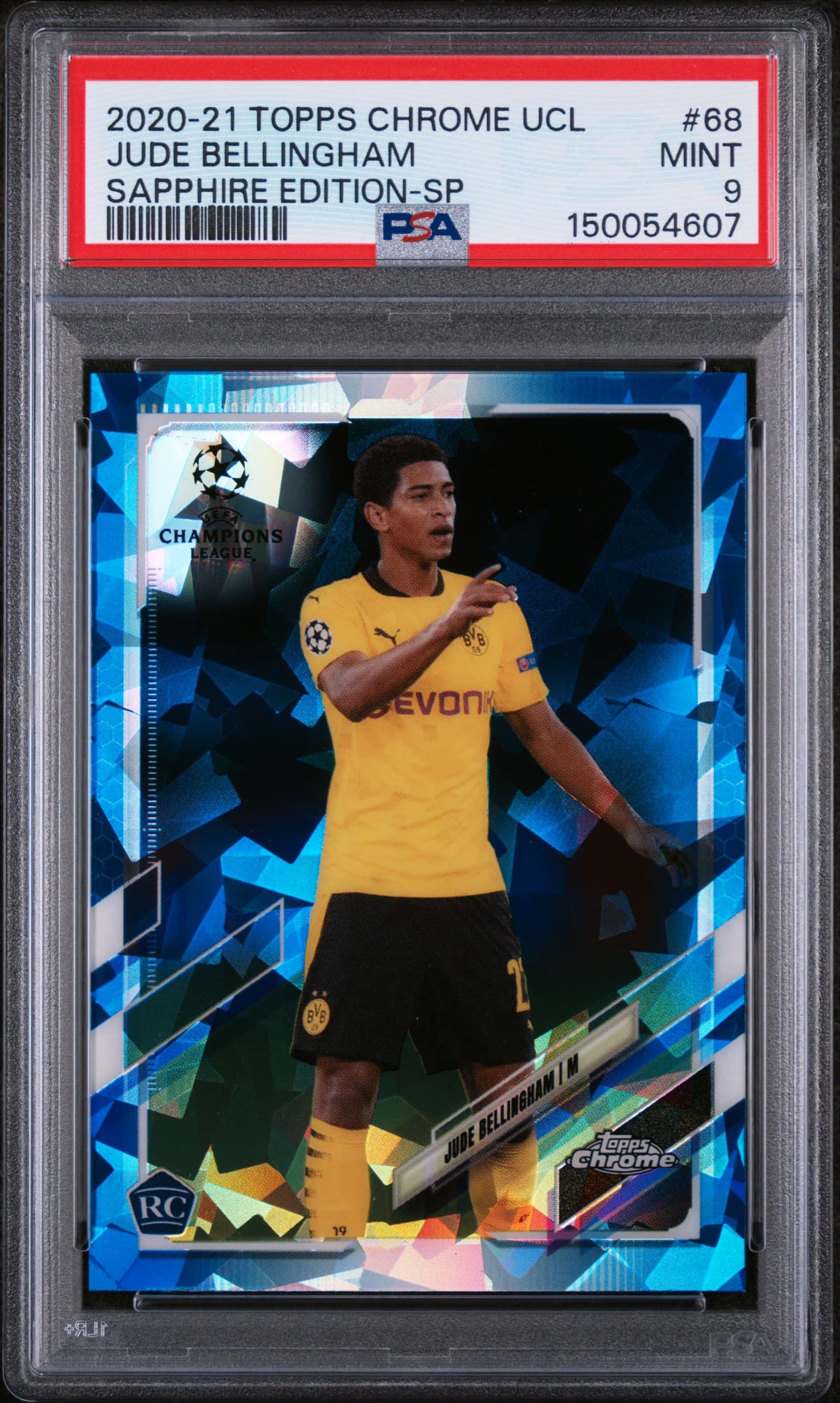 2020 TOPPS CHROME UEFA CHAMPIONS LEAGUE SAPPHIRE EDITION JUDE BELLINGHAM #68 SAPPHIRE EDITION-SP MINT 9 150054607