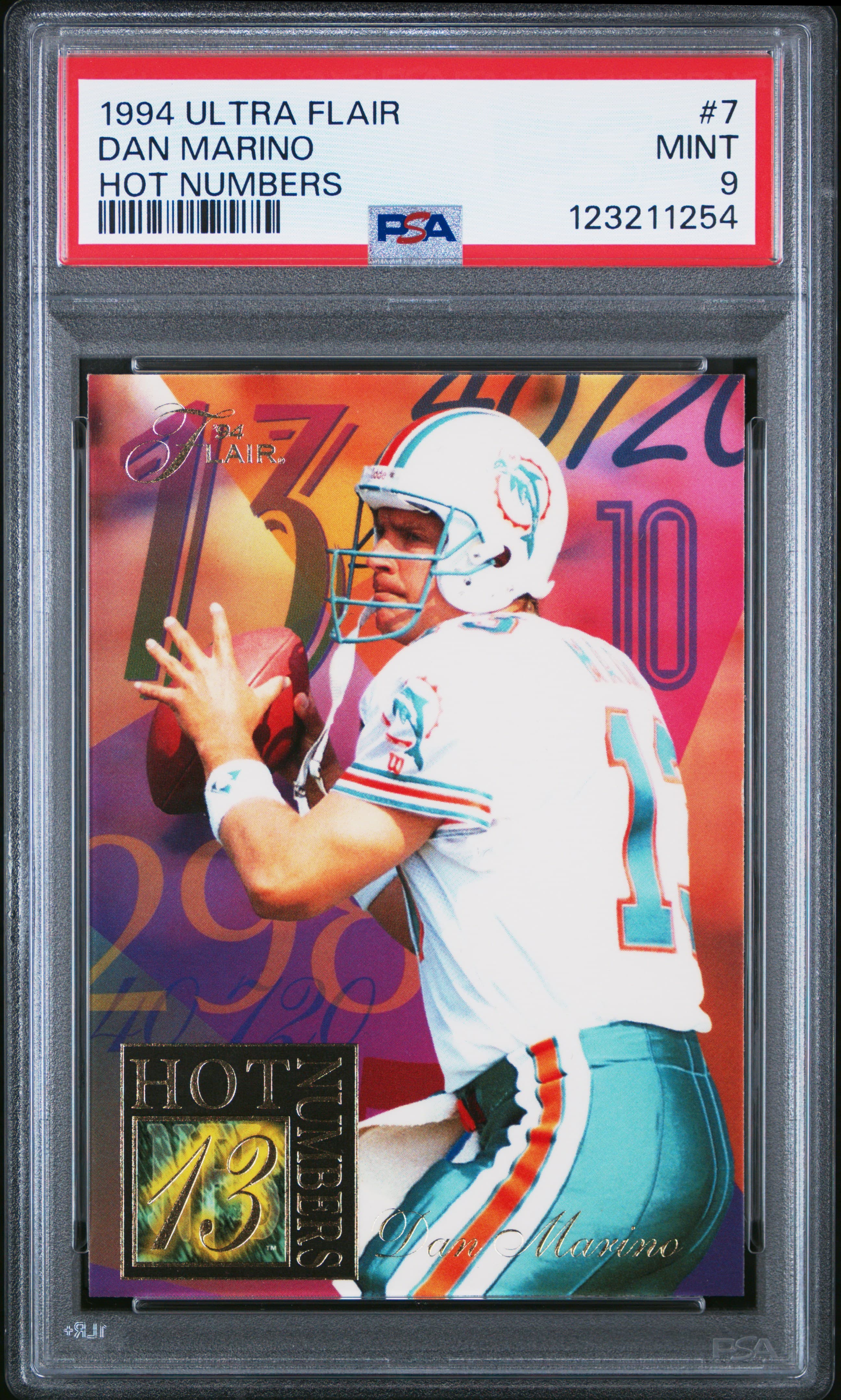 1994 ULTRA FLAIR HOT NUMBERS DAN MARINO #7 HOT NUMBERS MINT 9 123211254