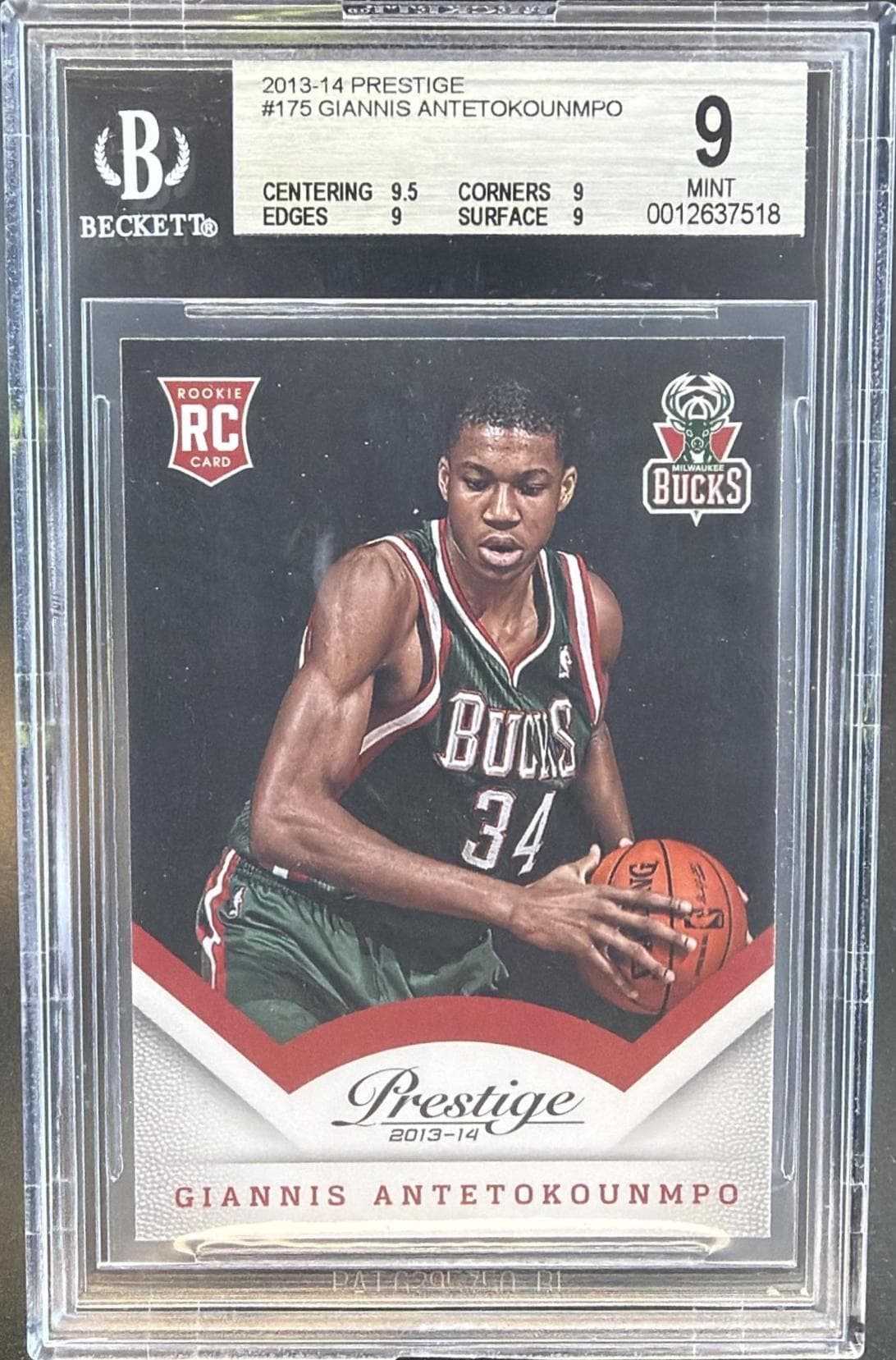 2013-14 PANINI PRESTIGE GIANNIS ANTETOKOUNMPO #175 BGS 9