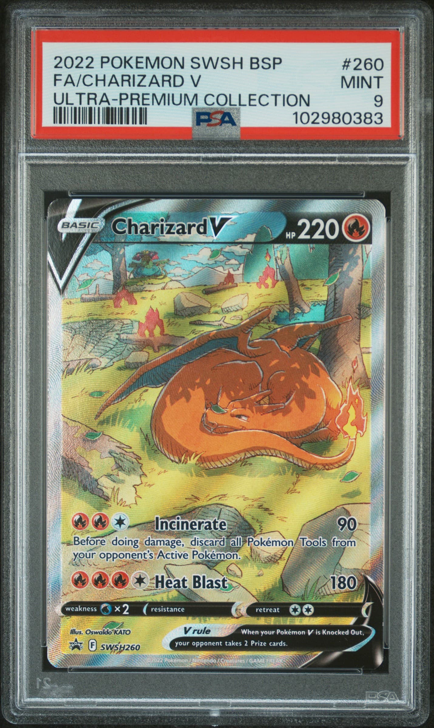 2022 POKEMON SWSH BLACK STAR PROMO FA/CHARIZARD V #260 ULTRA-PREMIUM COLLECTION MINT 9 102980383