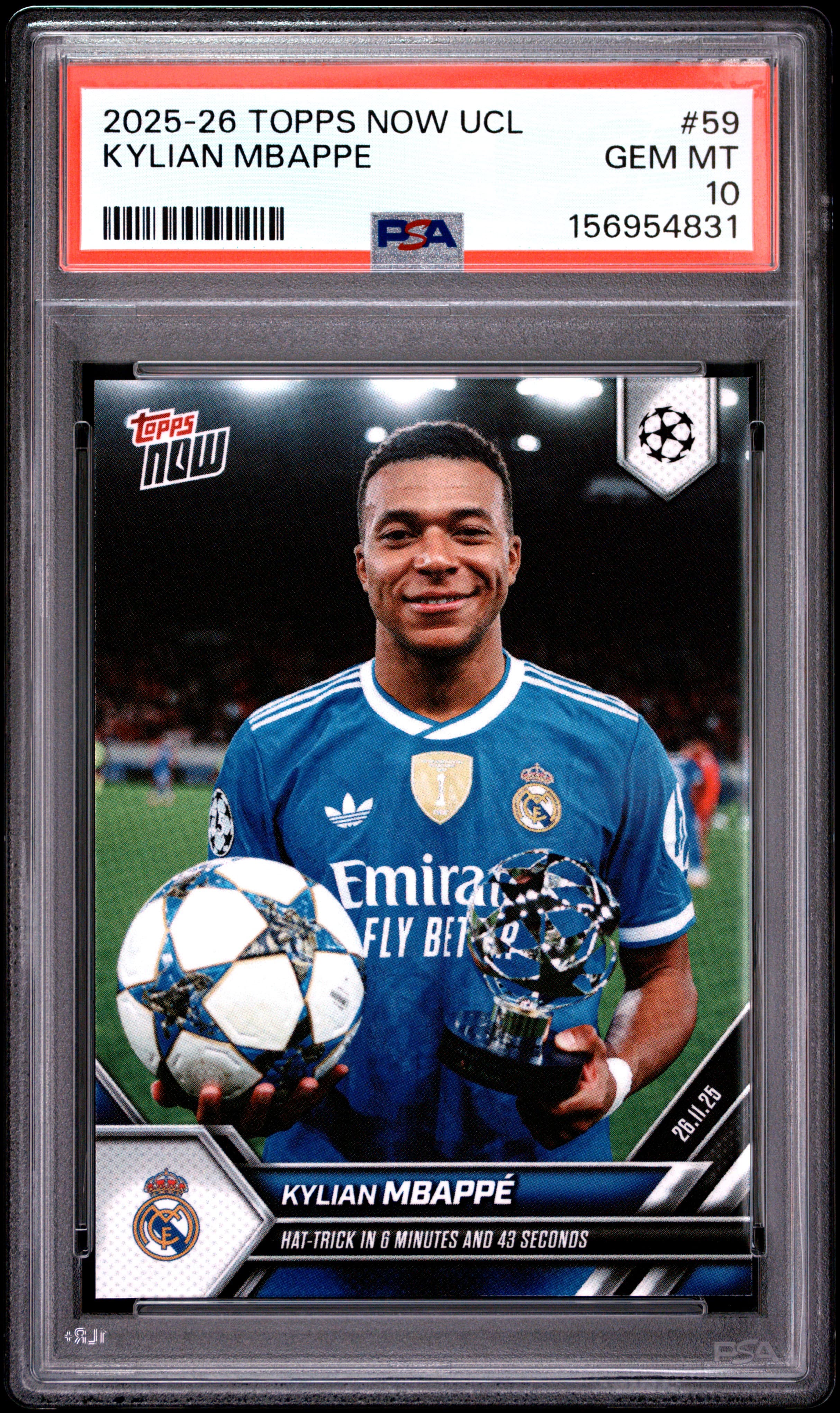 2025-2026 TOPPS NOW UEFA CHAMPIONS LEAGUE KYLIAN MBAPPE #59 GEM MT 10 156954831