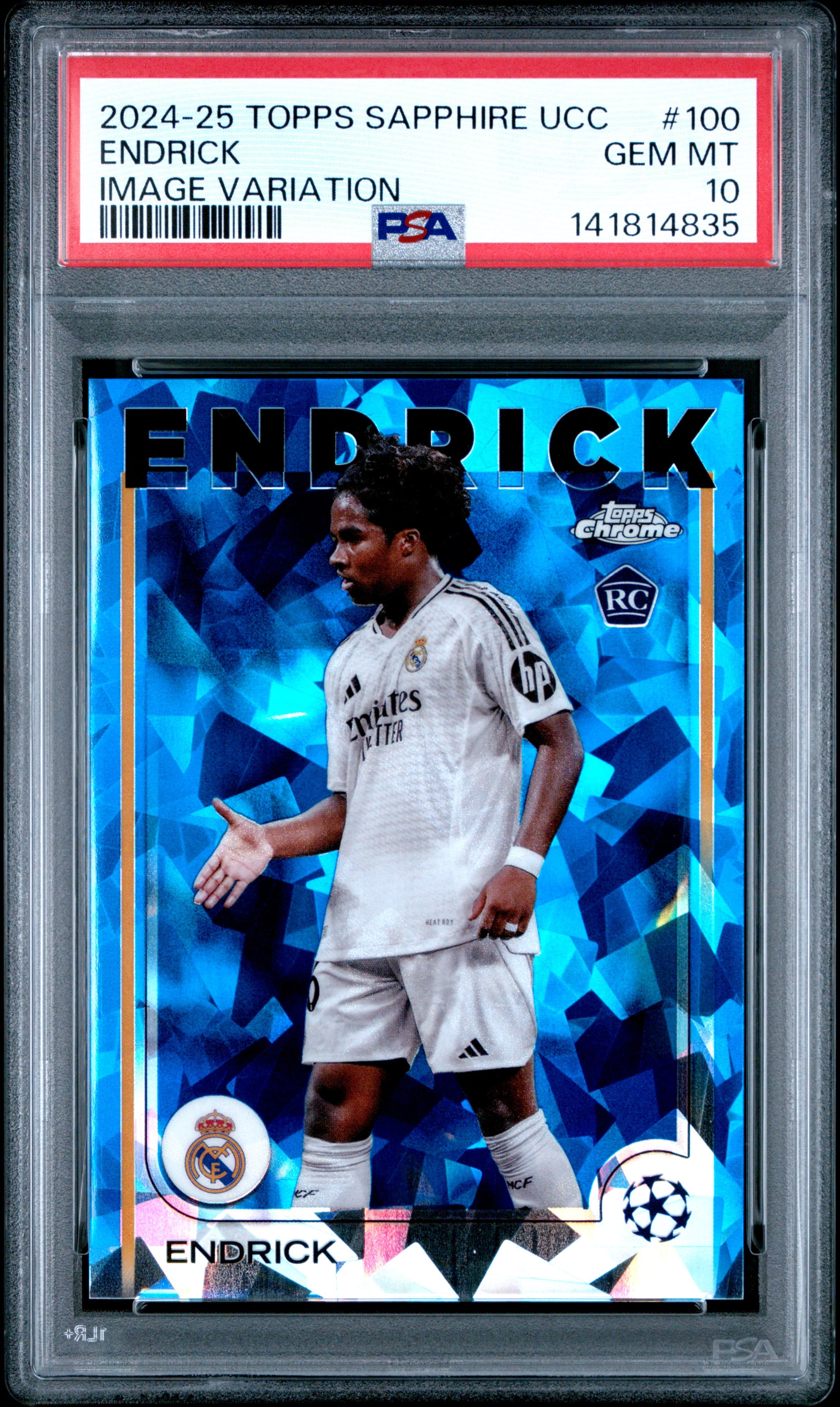 2024-25 TOPPS CHROME SAPPHIRE EDITION UEFA CLUB COMPETITIONS ENDRICK #100 IMAGE VARIATION GEM MT 10 141814835