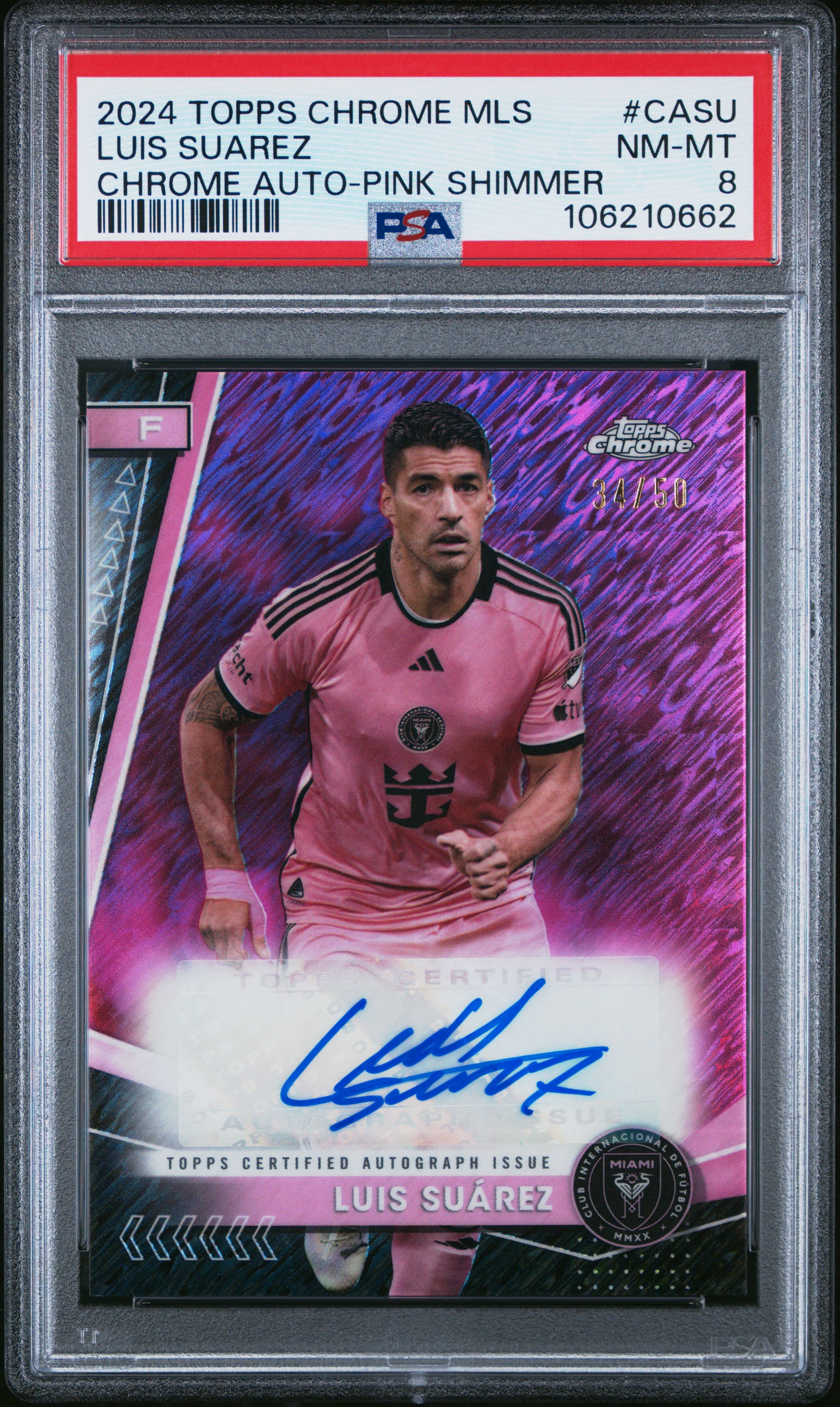 2024 TOPPS CHROME MLS CHROME AUTOGRAPHS LUIS SUAREZ #CASU CHROME AUTO-PINK SHIMMER NM-MT 8 106210662