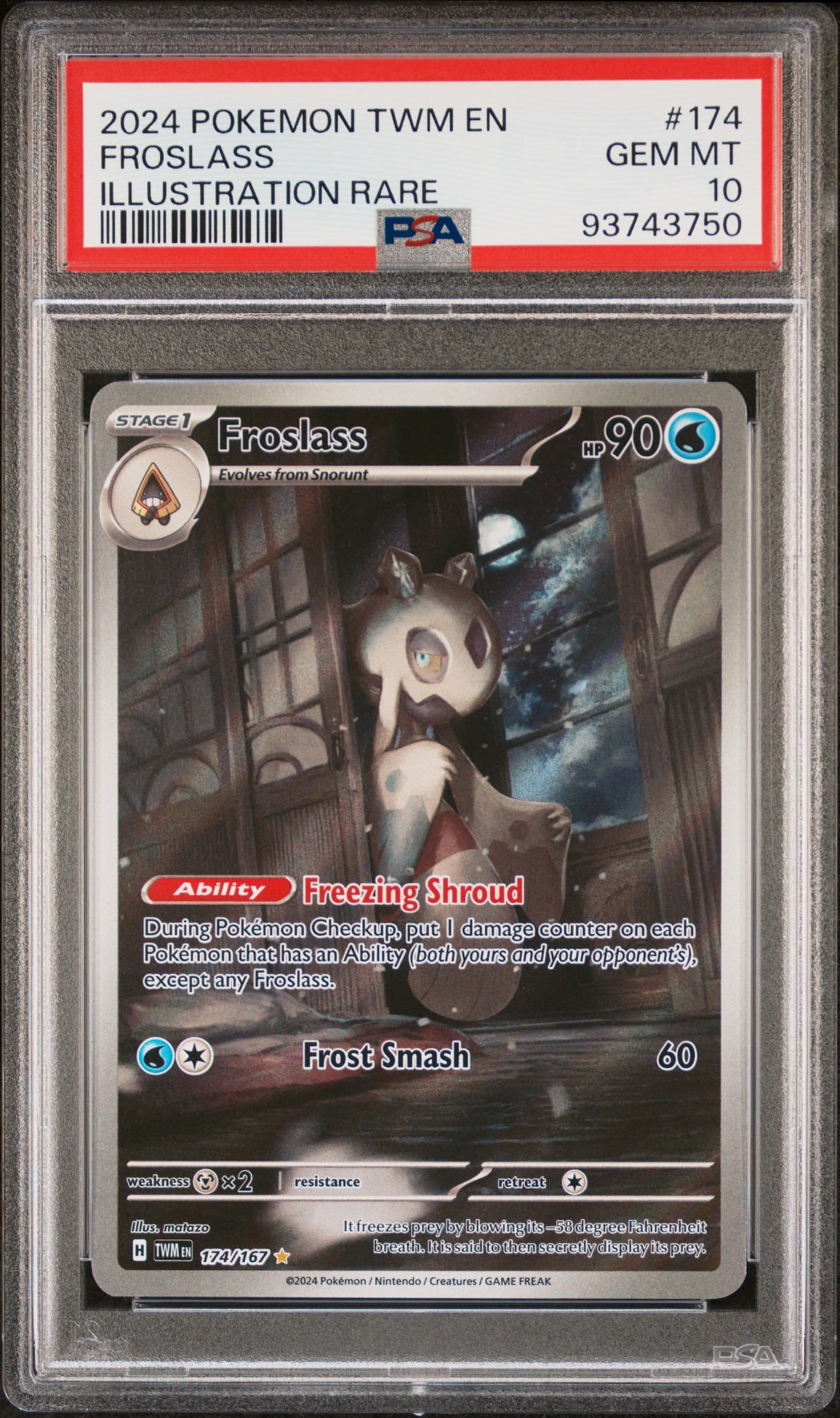 2024 POKEMON TWM EN-TWILIGHT MASQUERADE FROSLASS #174 ILLUSTRATION RARE GEM MT 10 93743750