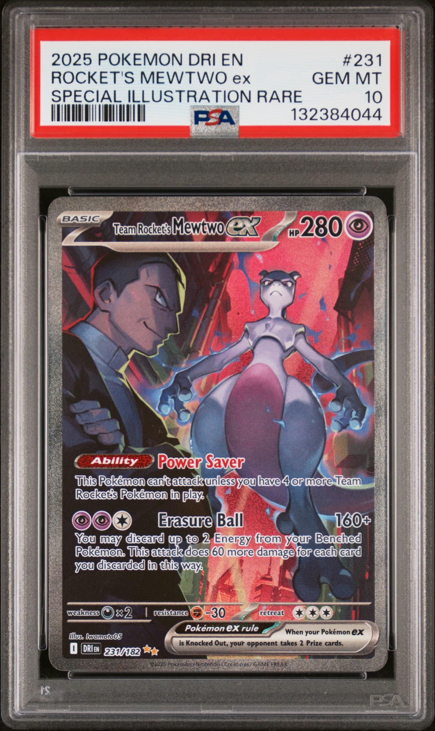 2025 POKEMON DRI EN-DESTINED RIVALS ROCKET'S MEWTWO ex #231 SPECIAL ILLUSTRATION RARE GEM MT 10 132384044