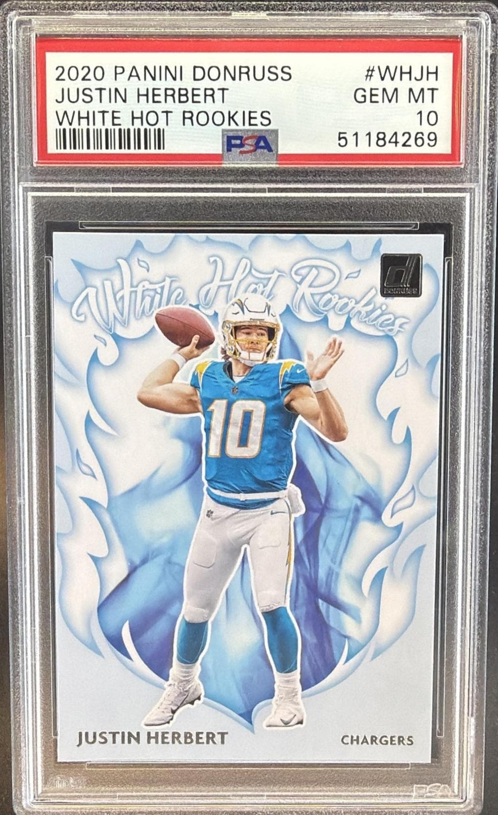 2020 PANINI DONRUSS WHITE HOT ROOKIES JUSTIN HERBERT #WHJH WHITE HOT ROOKIES GEM MT 10 51184269