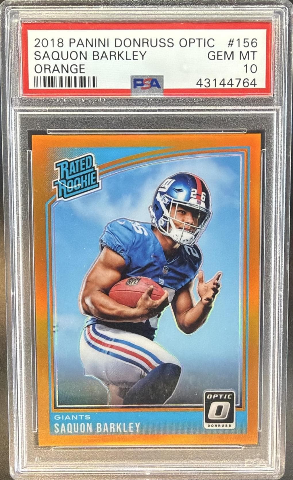 2018 PANINI DONRUSS OPTIC SAQUON BARKLEY #156 ORANGE GEM MT 10 43144764
