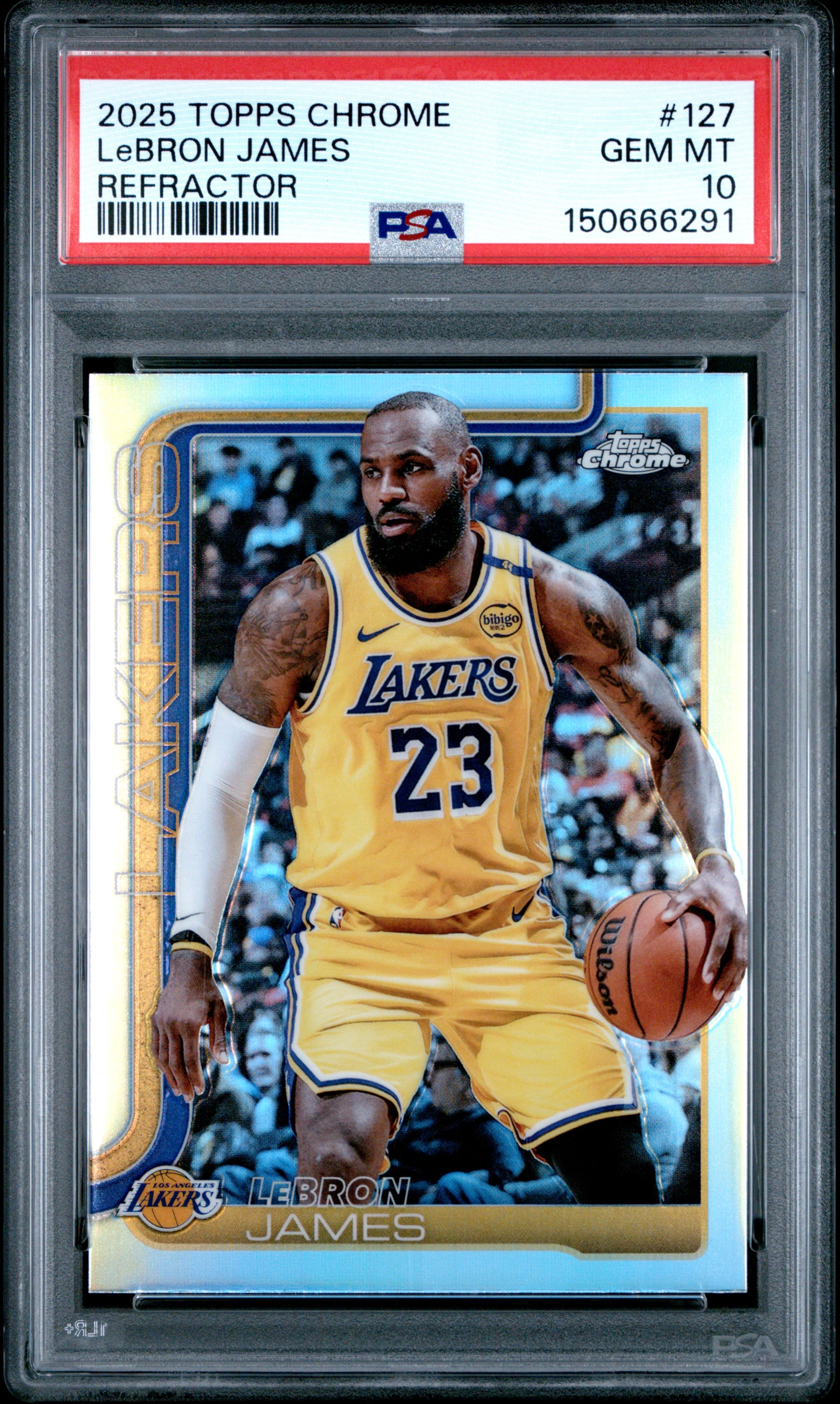 2025 TOPPS CHROME LeBRON JAMES #127 REFRACTOR GEM MT 10 150666291