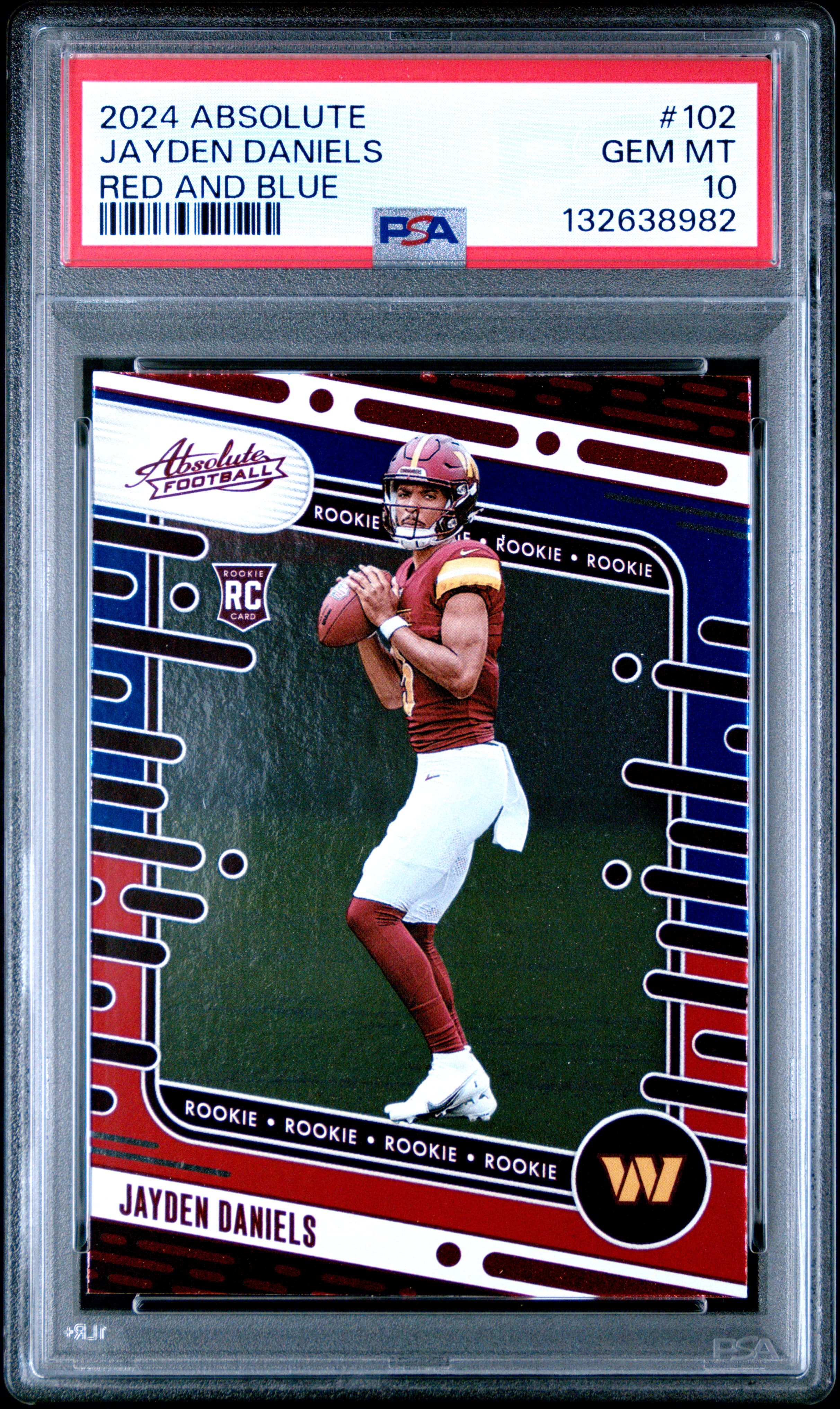 2024 PANINI ABSOLUTE JAYDEN DANIELS #102 RED AND BLUE GEM MT 10 132638982