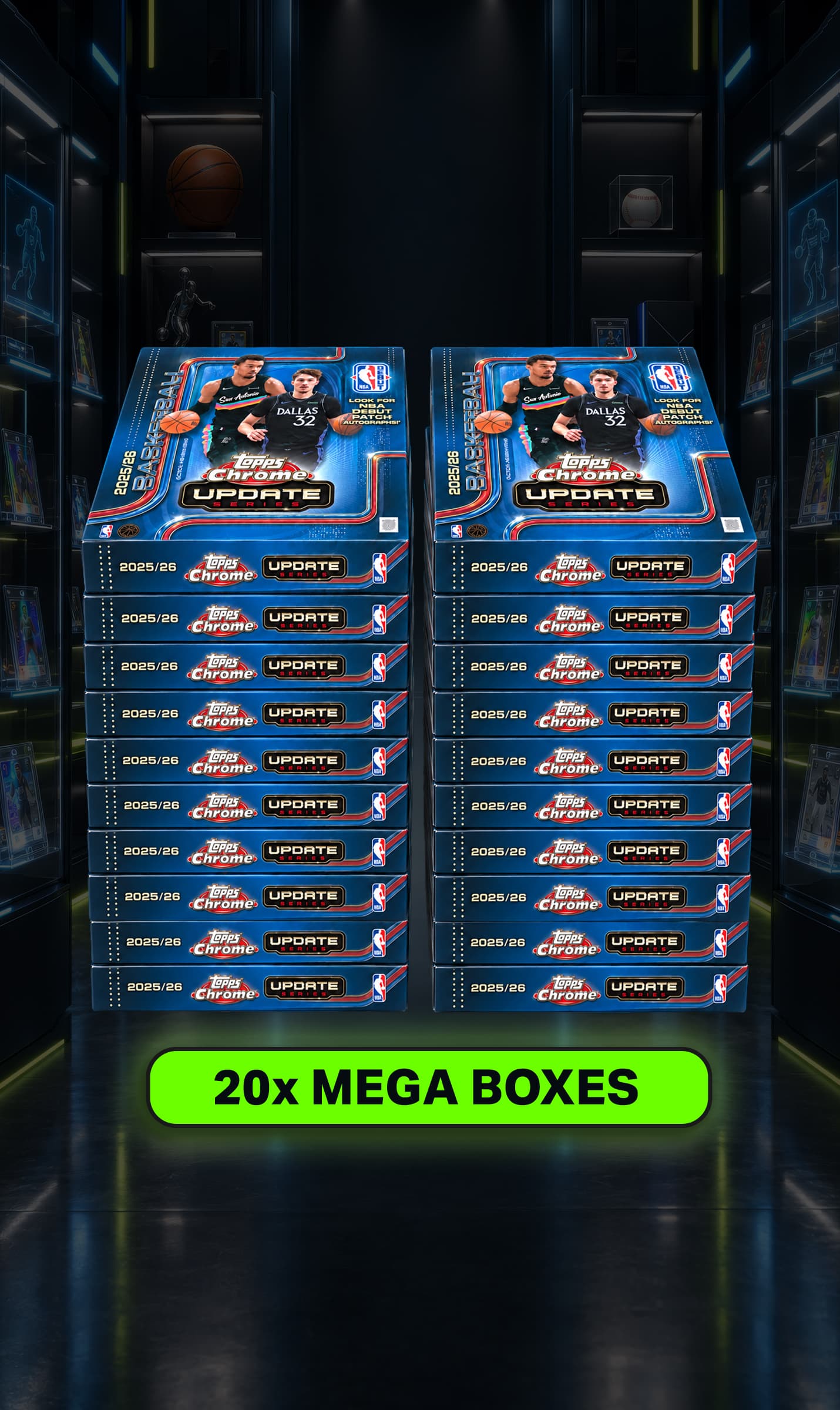 2025-26 Topps Chrome Updates NBA Mega 20-Box Case
