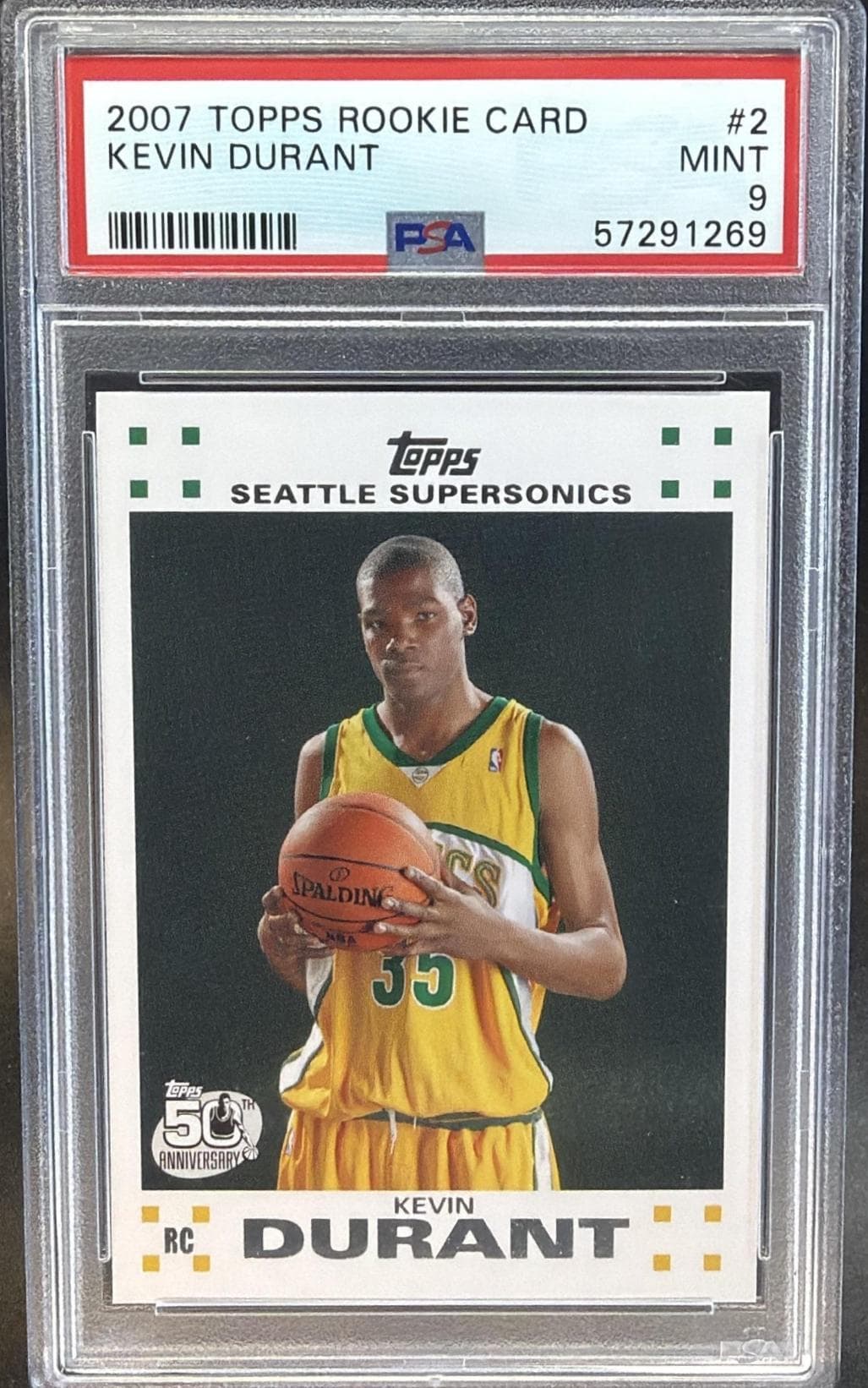 2007 TOPPS ROOKIE CARD KEVIN DURANT #2 MINT 9 57291269