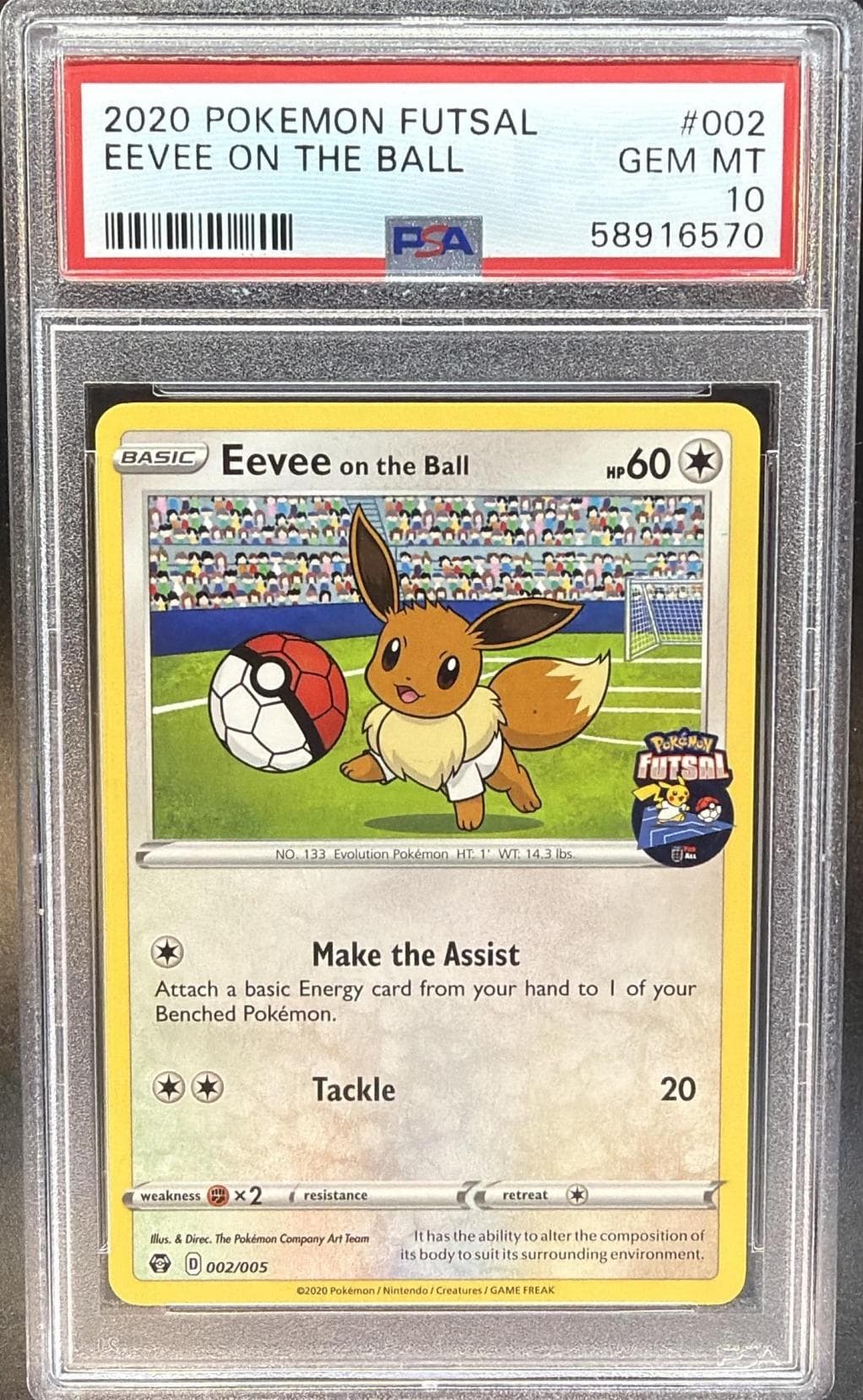 2020 POKEMON FUTSAL EEVEE ON THE BALL #002 GEM MT 10 58916570