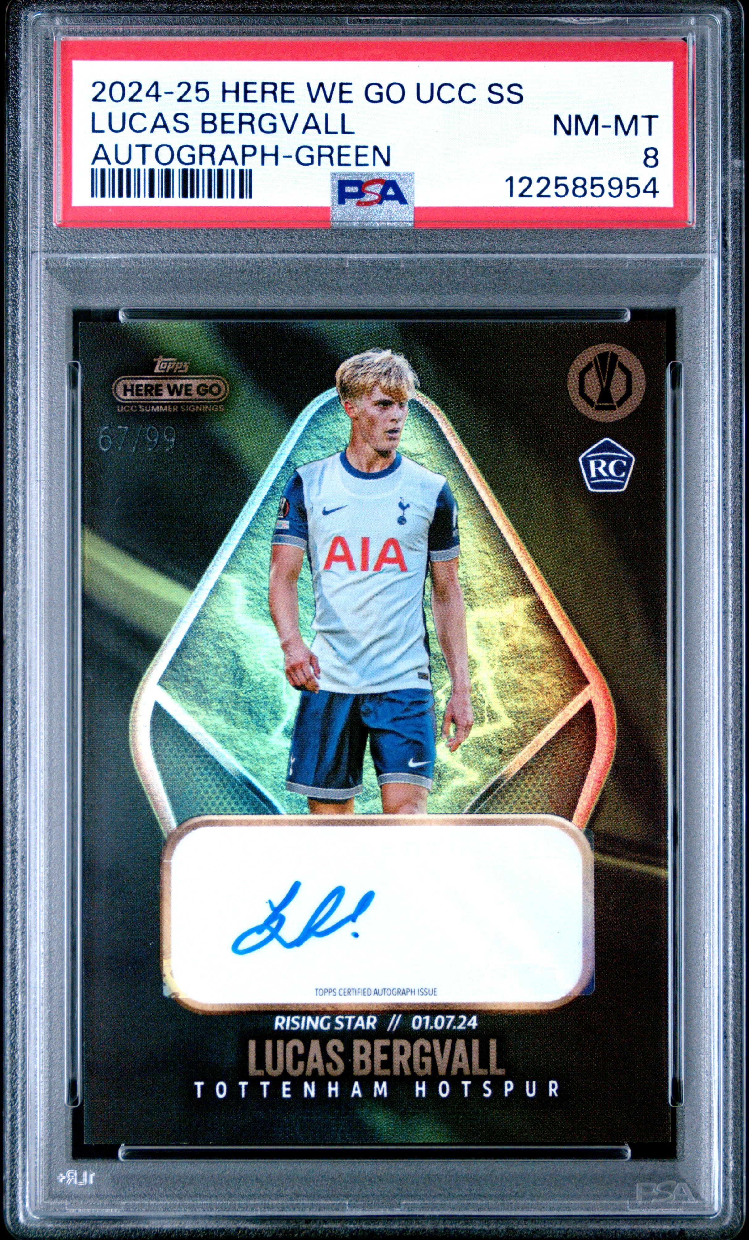 2024-25 TOPPS HERE WE GO UCC SUMMER SIGNINGS BY FABRIZIO ROMANO LUCAS BERGVALL AUTOGRAPH-GREEN NM-MT 8 122585954