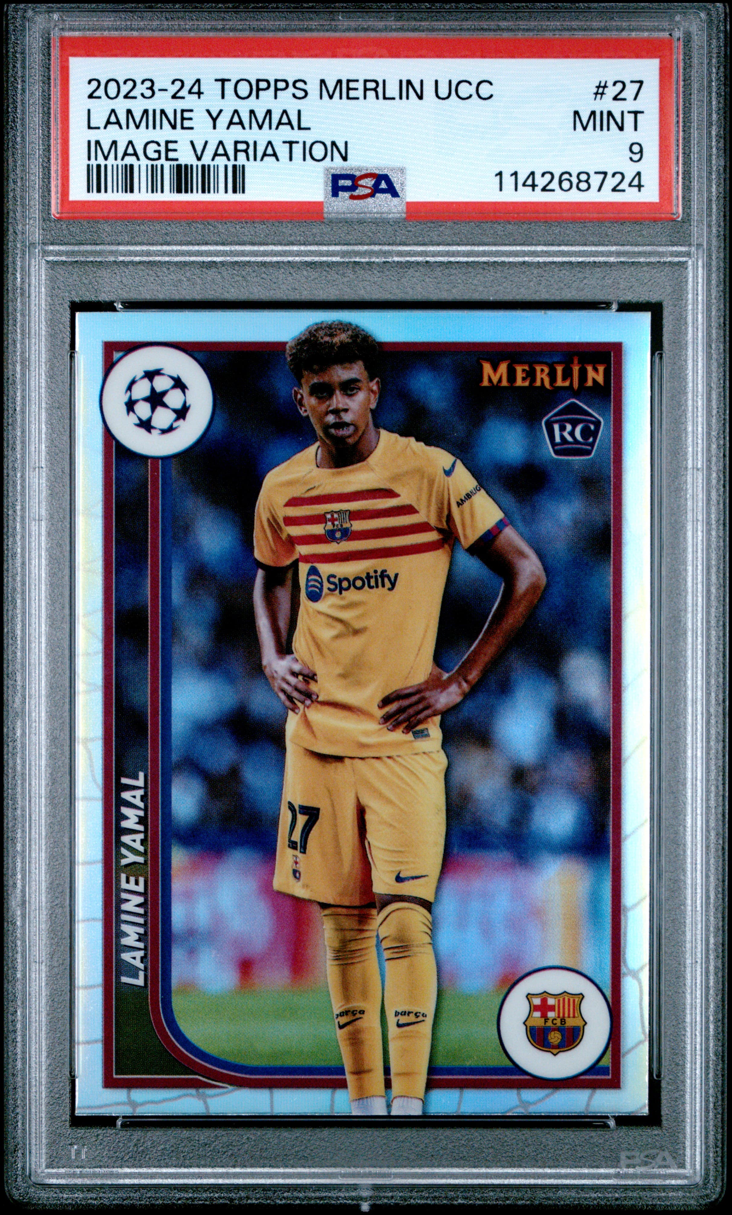2023-24 TOPPS MERLIN UEFA CLUB COMPETITIONS LAMINE YAMAL #27 IMAGE VARIATION MINT 9 114268724