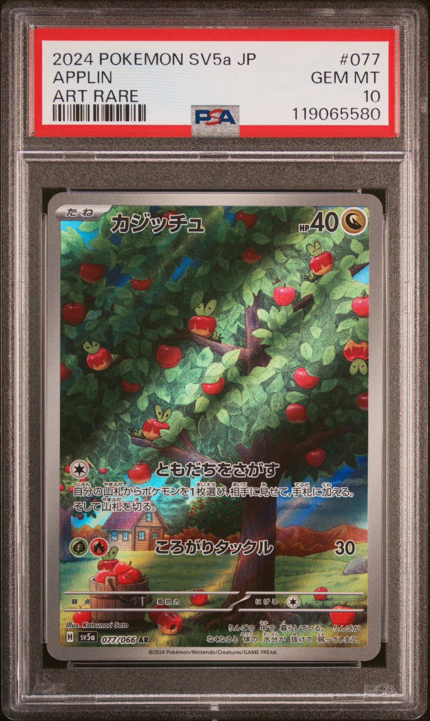 2024 POKEMON JAPANESE SV5a-CRIMSON HAZE APPLIN #077 ART RARE GEM MT 10 119065580
