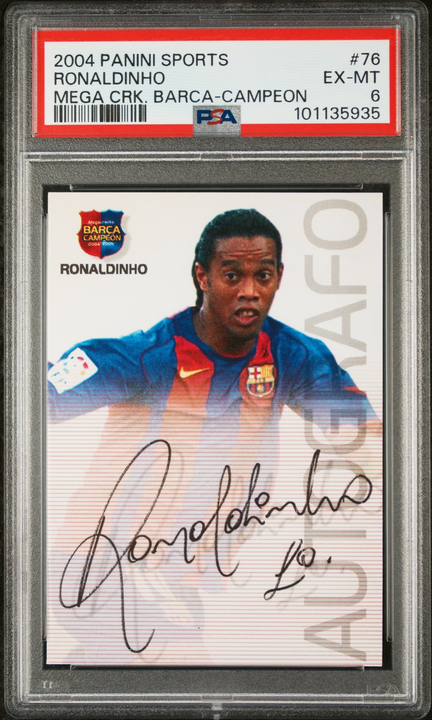 2004-05 PANINI SPORTS MEGA CRACKS BARCA RONALDINHO #76 MEGA CRACKS BARCA-CAMPEON EX-MT 6 101135935