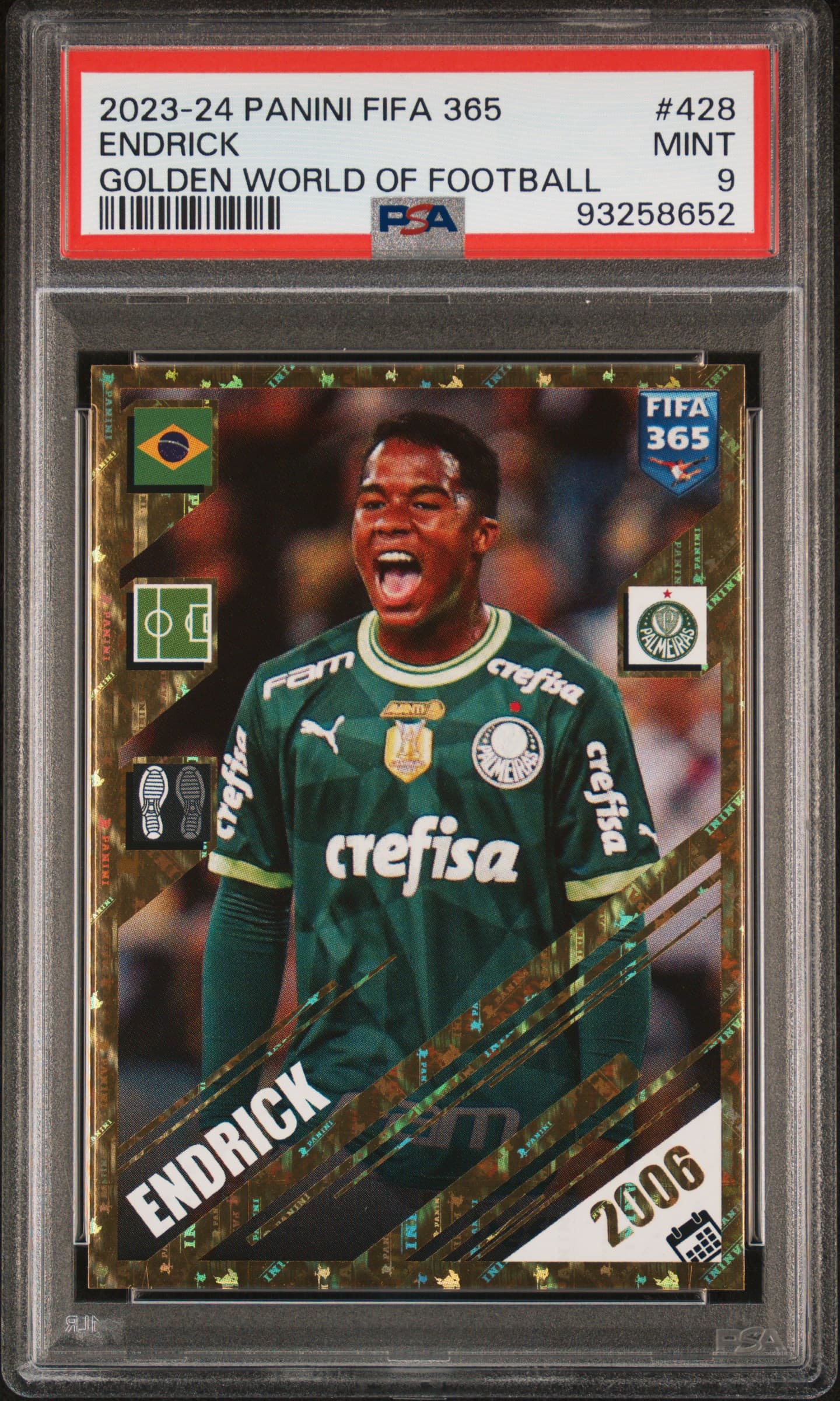 2023 PANINI FIFA 365 THE GOLDEN WORLD OF FOOTBALL ENDRICK #428 MINT 9 93258652