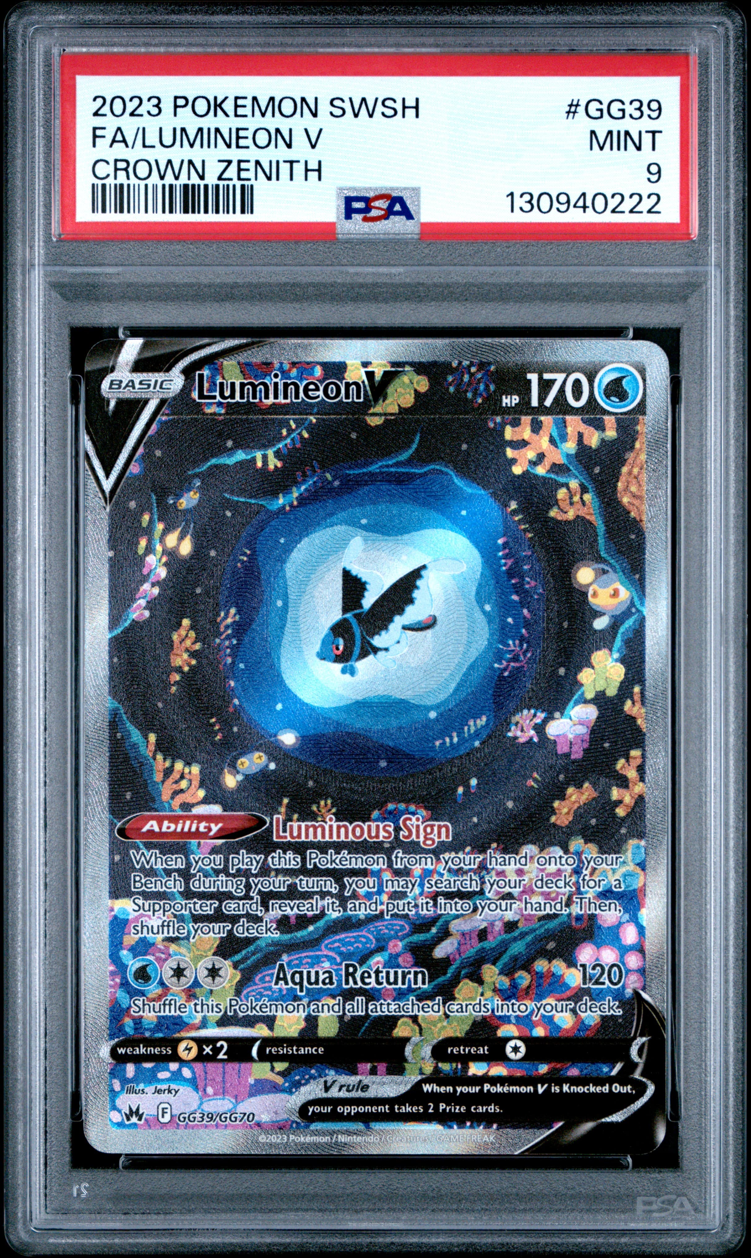 2023 POKEMON SWORD AND SHIELD CROWN ZENITH FA/LUMINEON V #GG39 CROWN ZENITH MINT 9 130940222