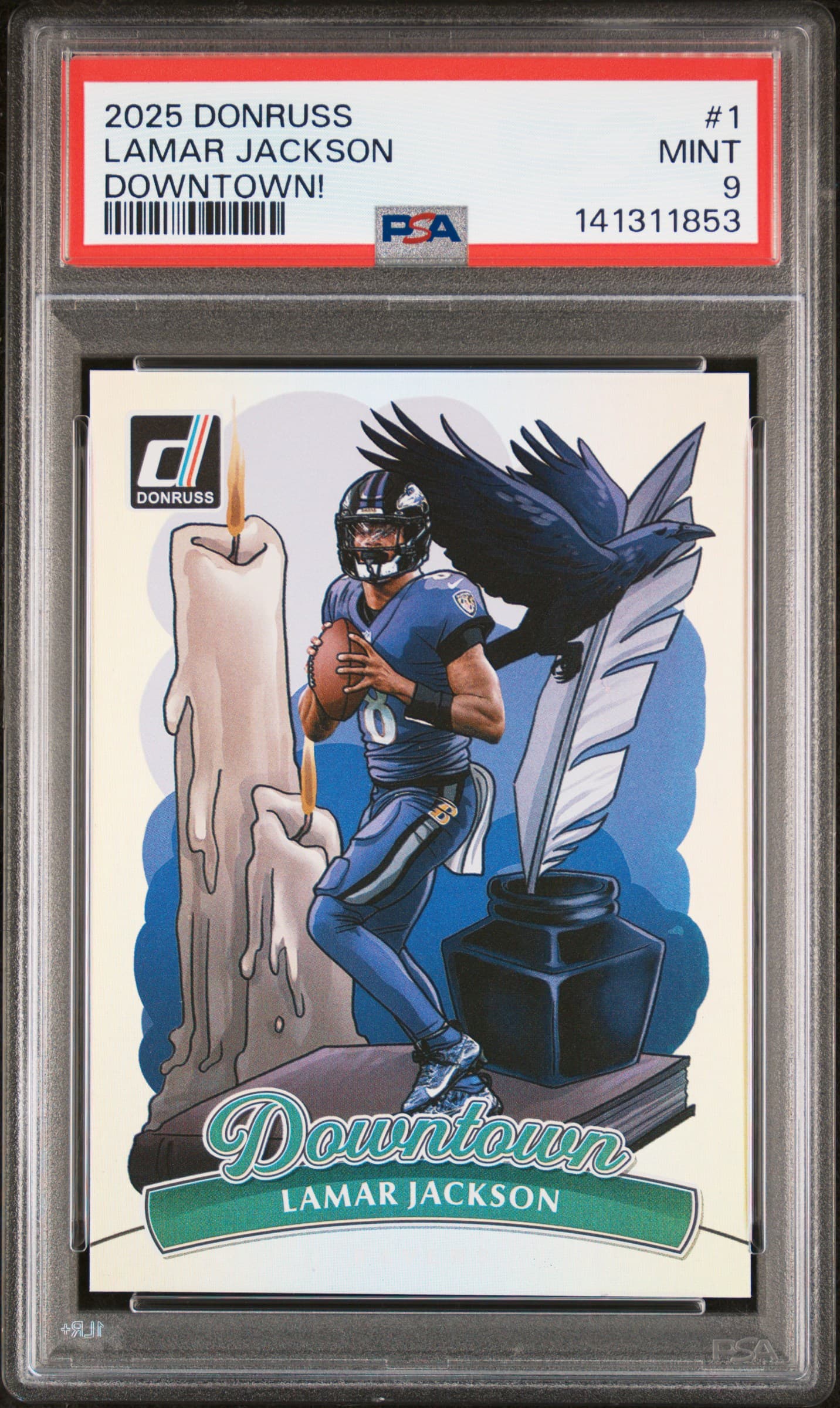 2025 PANINI DONRUSS DOWNTOWN LAMAR JACKSON #1 MINT 9 141311853