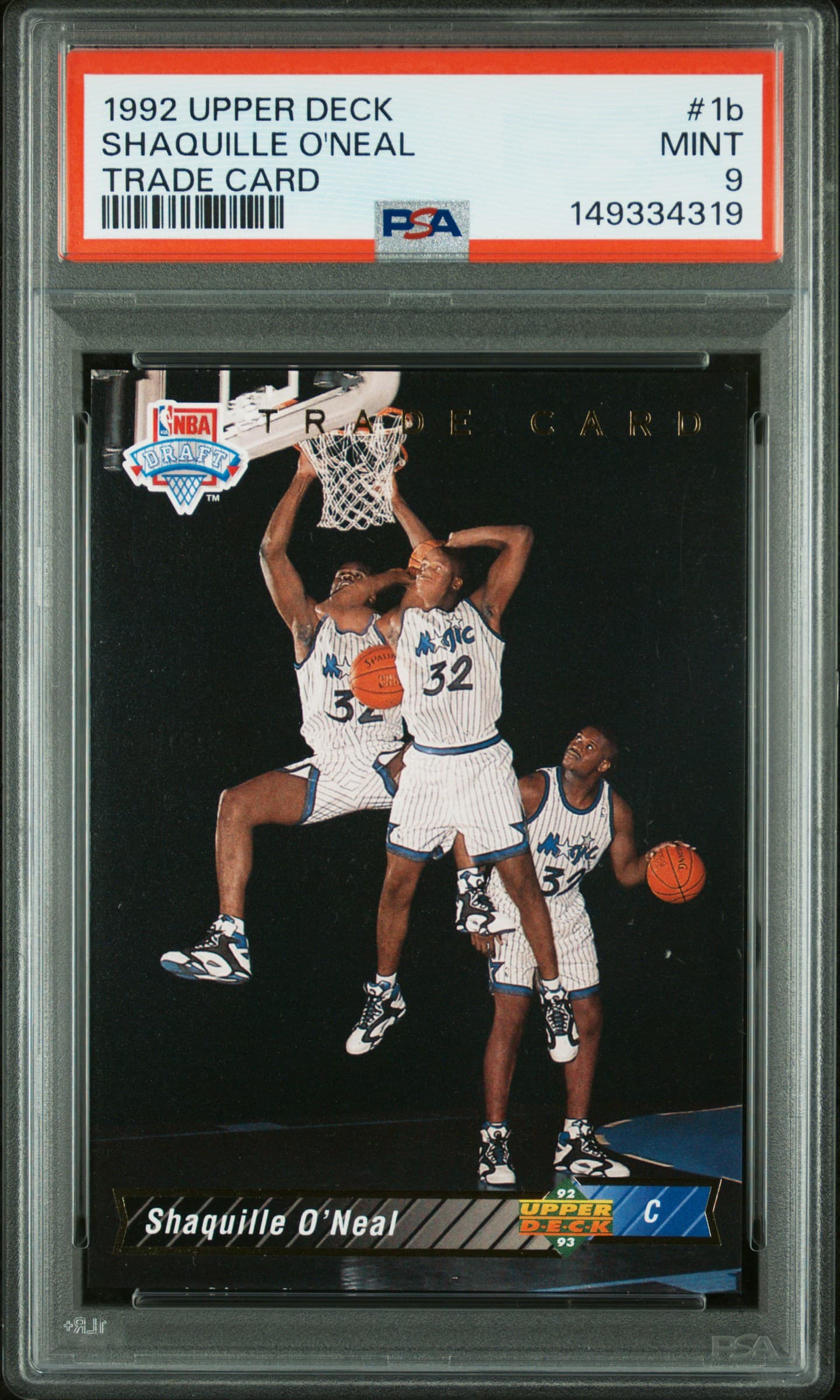 1992 UPPER DECK SHAQUILLE O'NEAL #1b TRADE CARD MINT 9 149334319