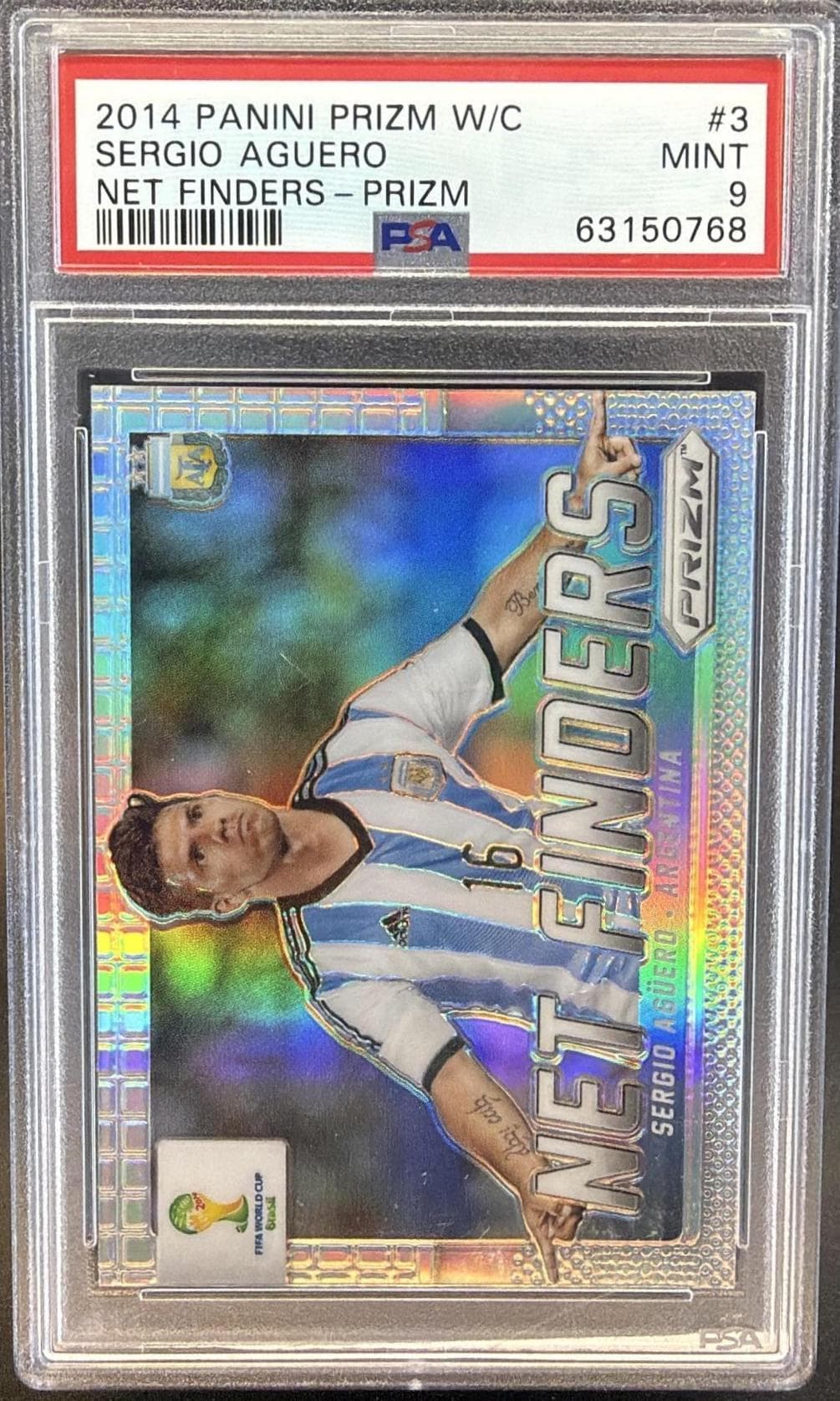 2014 PANINI PRIZM WORLD CUP NET FINDERS SERGIO AGUERO #3 NET FINDERS-PRIZM MINT 9 63150768