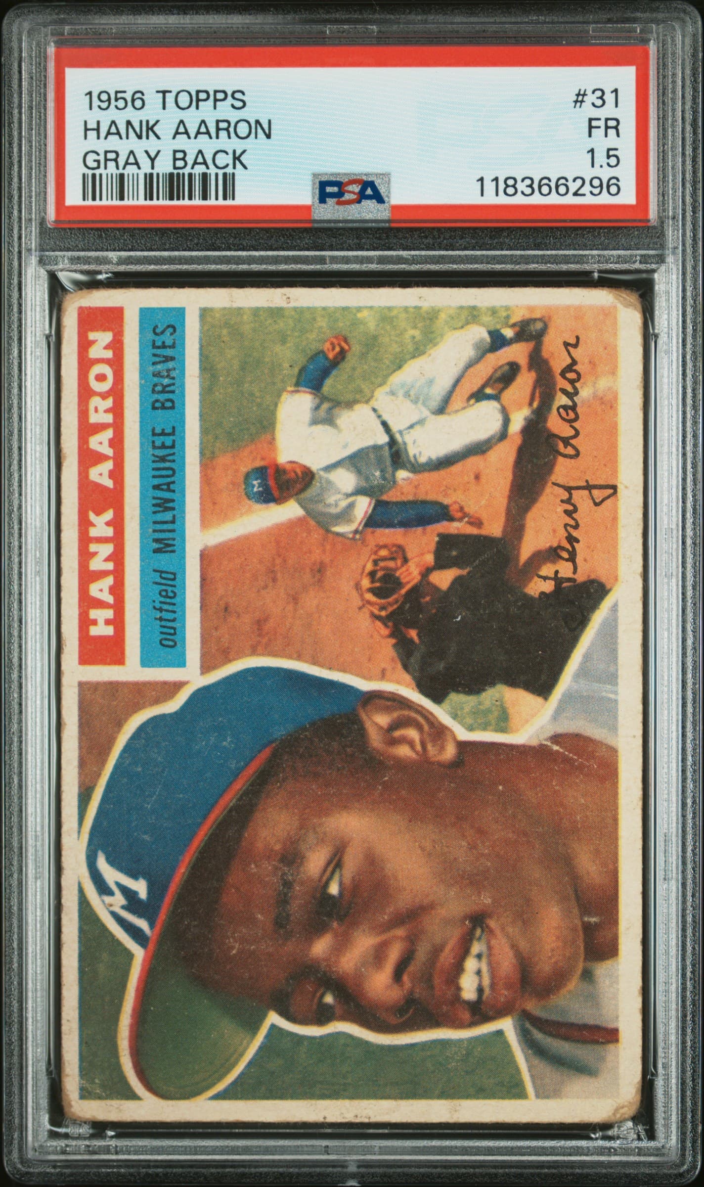 1956 TOPPS HANK AARON #31 GRAY BACK FR 1.5 118366296