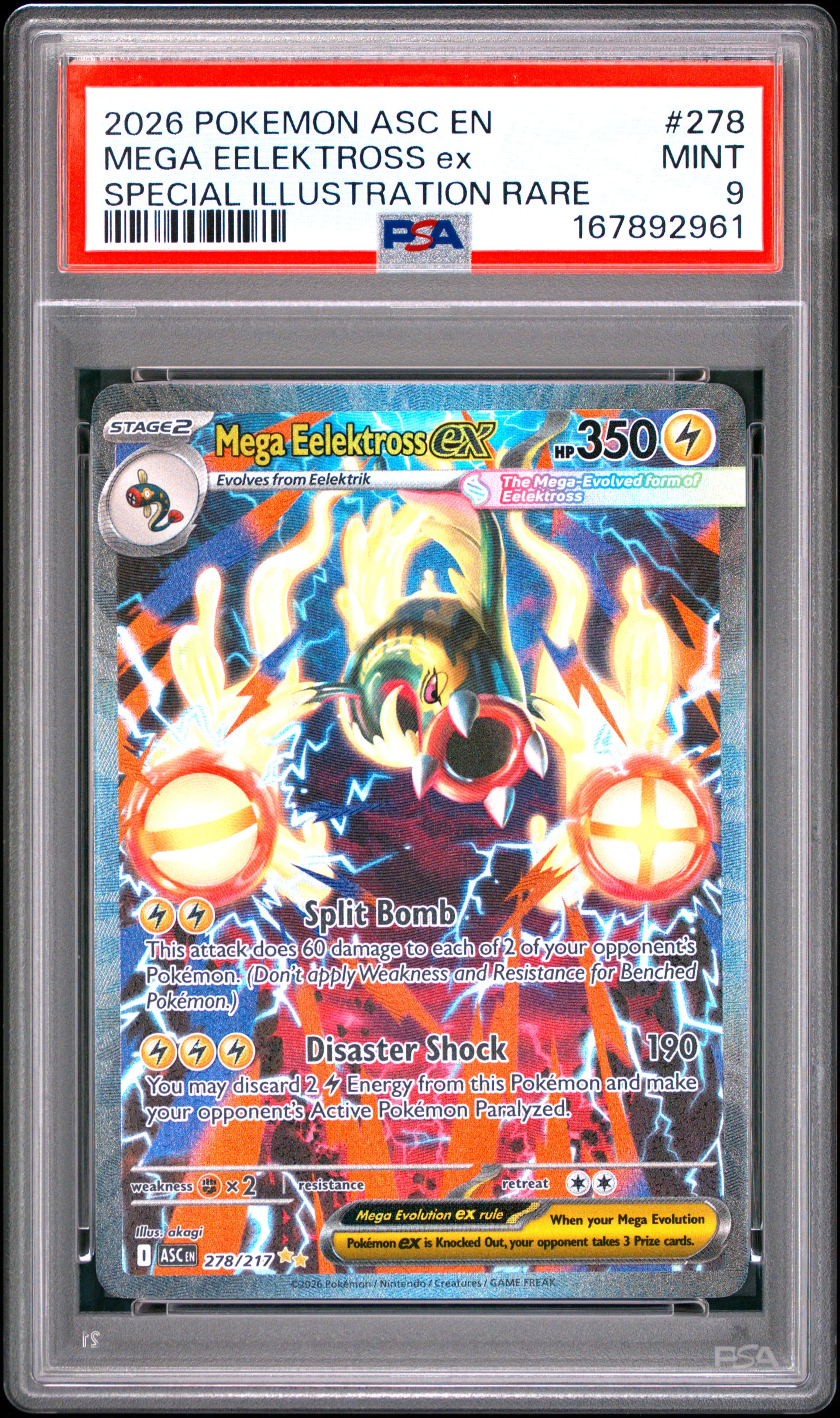2026 POKEMON ASC EN-ASCENDED HEROES MEGA EELEKTROSS ex #278 SPECIAL ILLUSTRATION RARE MINT 9 167892961