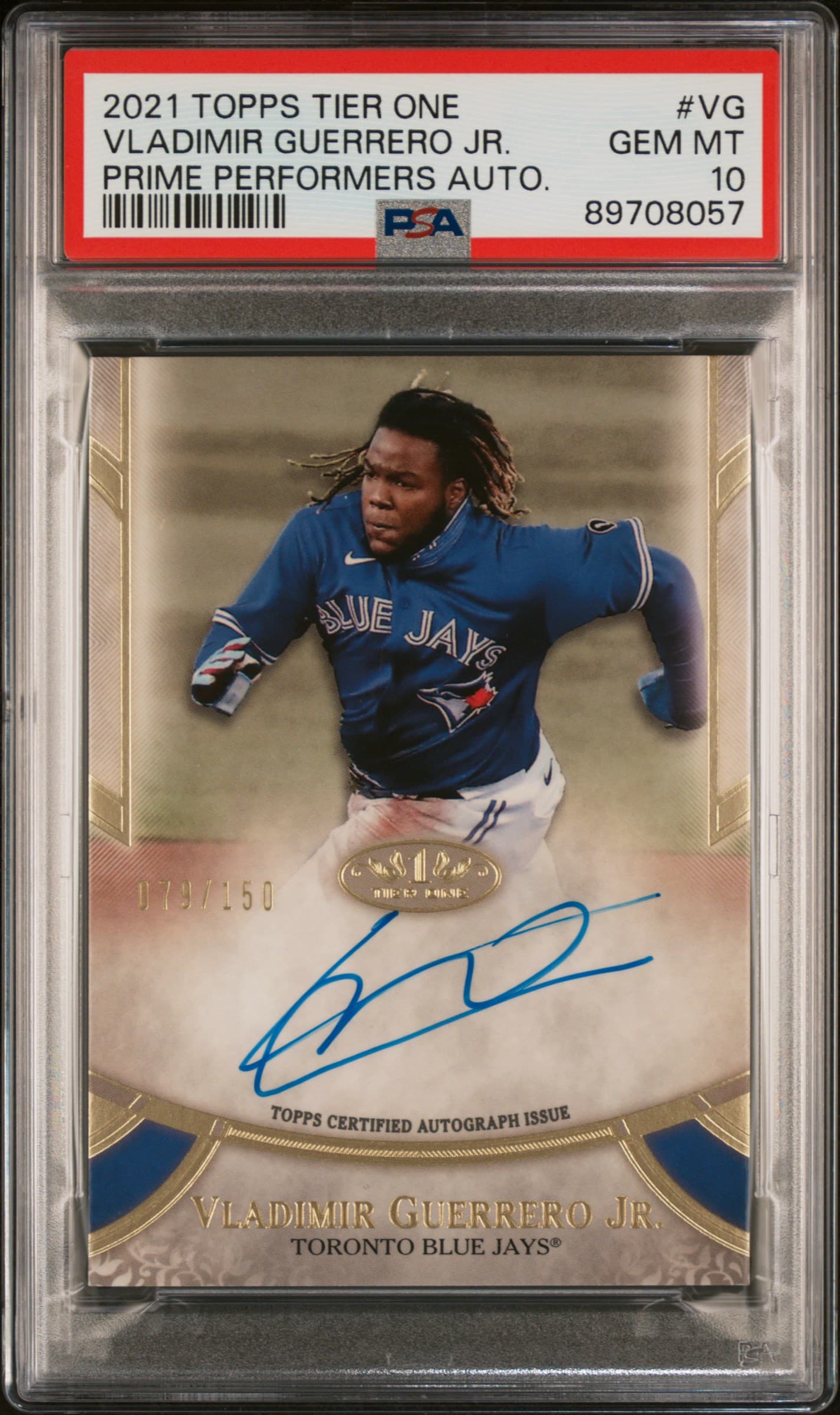 2021 TOPPS TIER ONE PRIME PERFORMERS AUTOGRAPHS VLADIMIR GUERRERO JR. #VG PRIME PERFORMERS AUTO. GEM MT 10 89708057