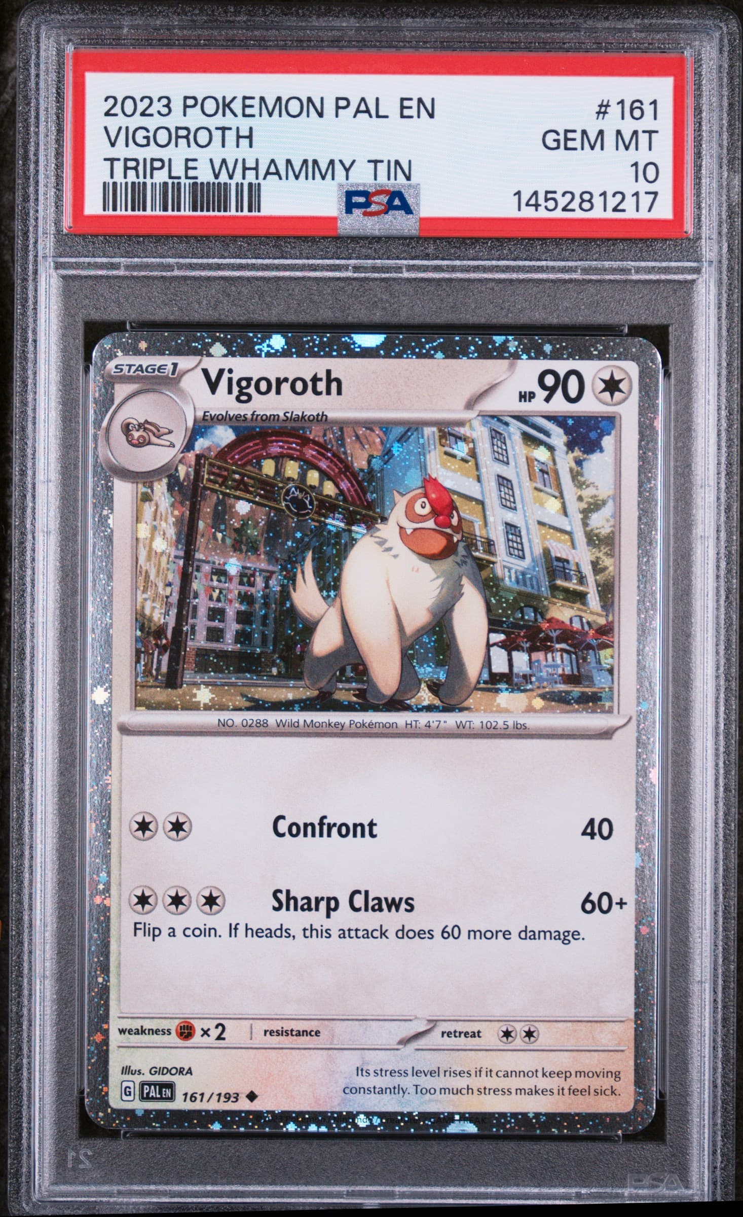 2023 POKEMON PAL EN-PALDEA EVOLVED VIGOROTH #161 TRIPLE WHAMMY TIN GEM MT 10 145281217