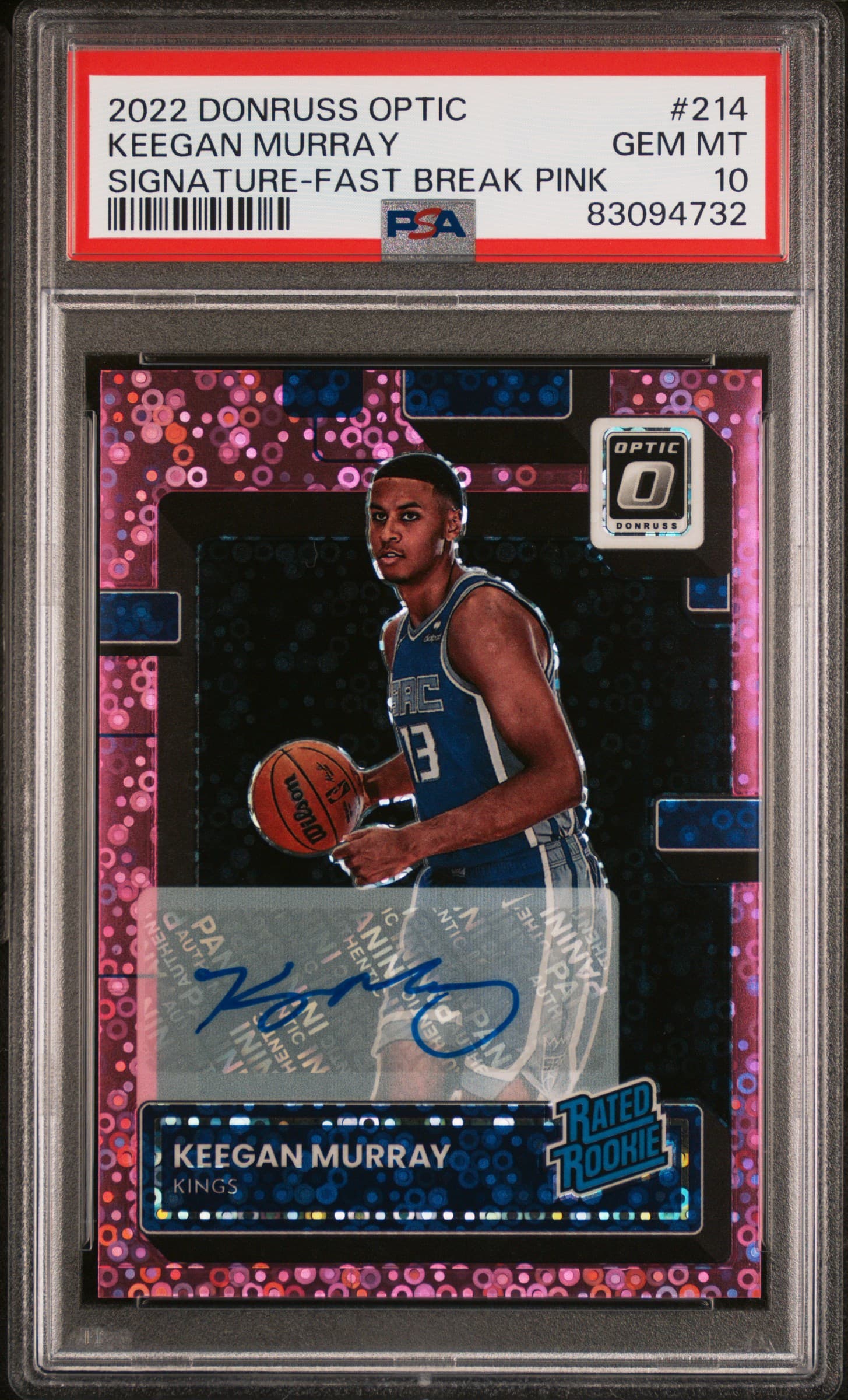 2022 PANINI DONRUSS OPTIC KEEGAN MURRAY #214 SIGNATURE-FAST BREAK PINK GEM MT 10 83094732