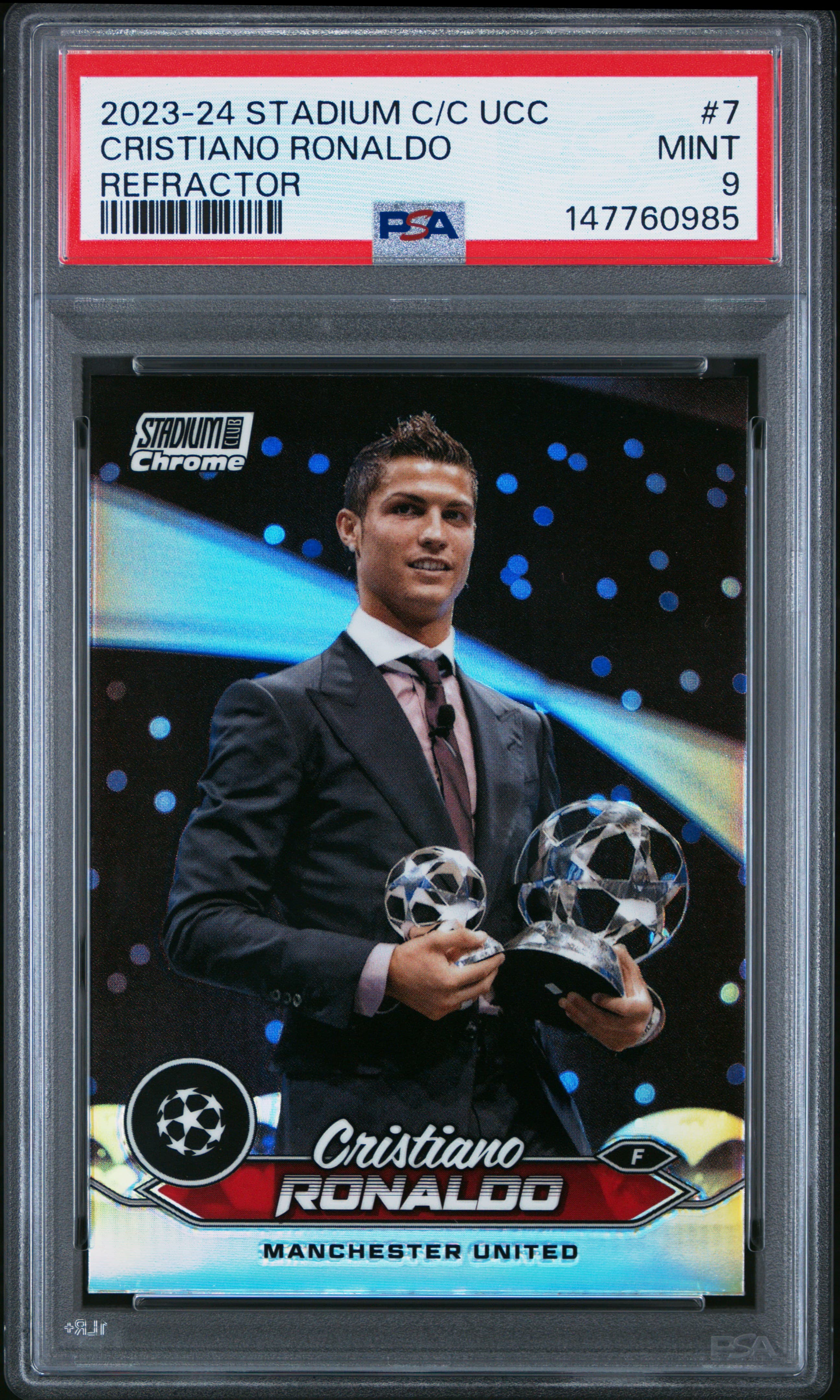 2023-24 TOPPS STADIUM CLUB CHROME UEFA CLUB COMPETITIONS CRISTIANO RONALDO #7 REFRACTOR MINT 9 147760985
