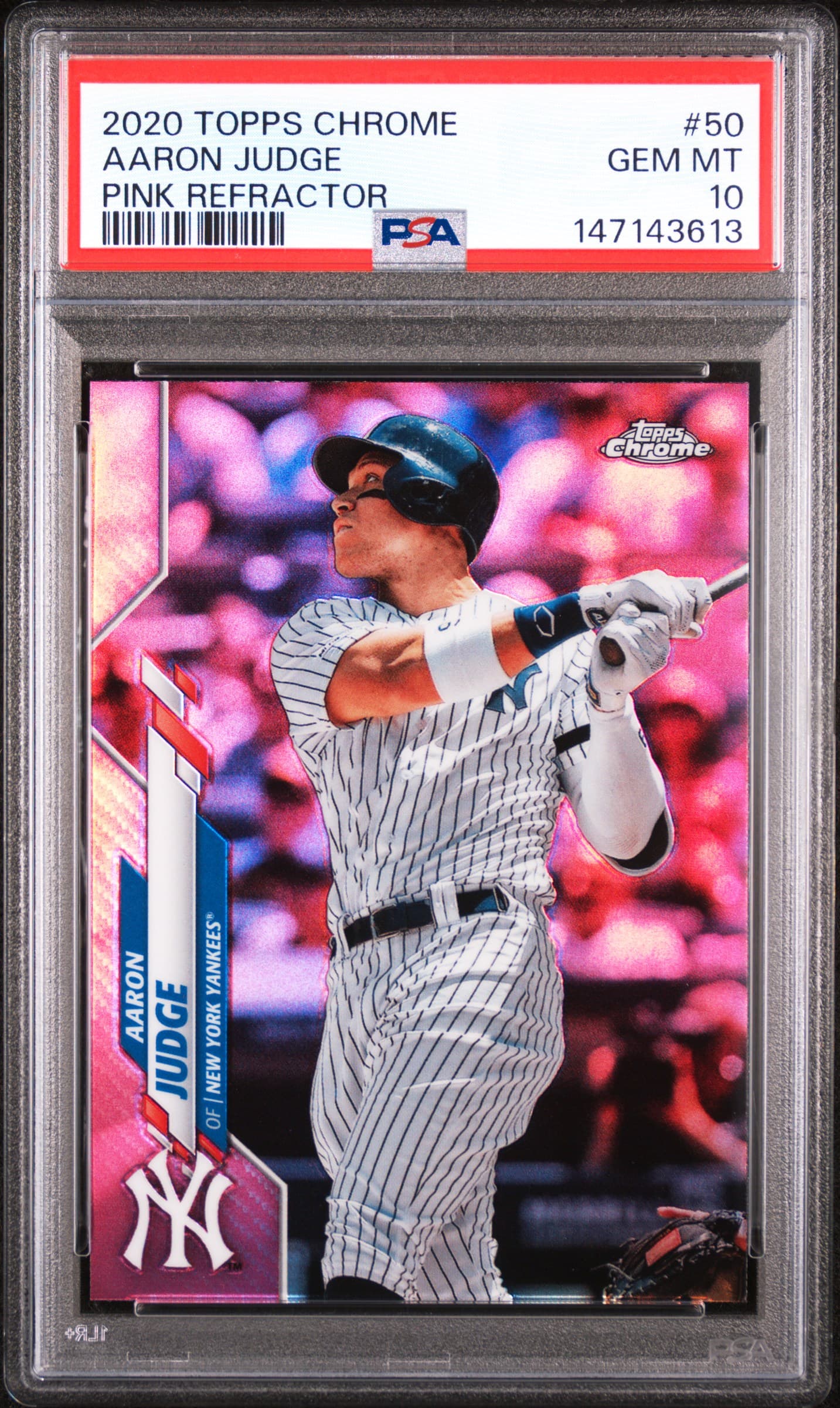 2020 TOPPS CHROME AARON JUDGE #50 PINK REFRACTOR GEM MT 10 147143613