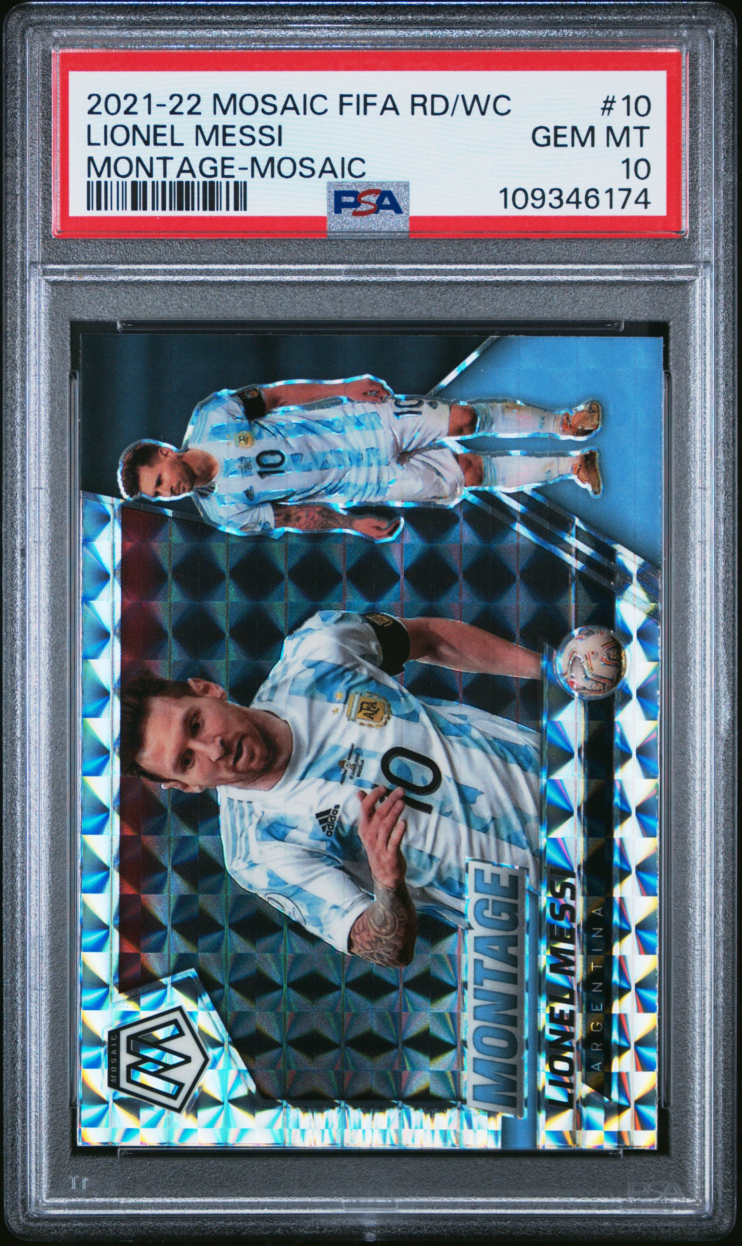 2021-2022 PANINI MOSAIC FIFA ROAD TO WORLD CUP MONTAGE LIONEL MESSI #10 MONTAGE-MOSAIC GEM MT 10 109346174