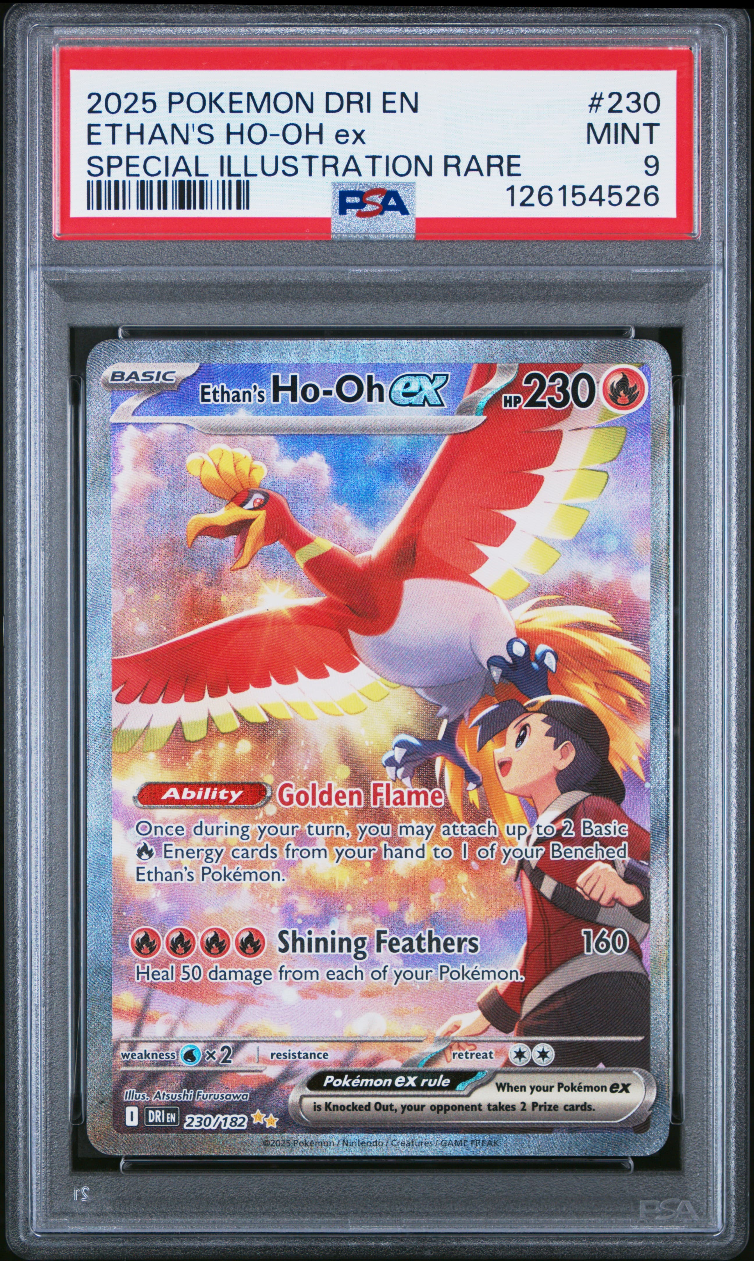 2025 POKEMON DRI EN-DESTINED RIVALS ETHAN'S HO-OH ex #230 SPECIAL ILLUSTRATION RARE MINT 9 126154526