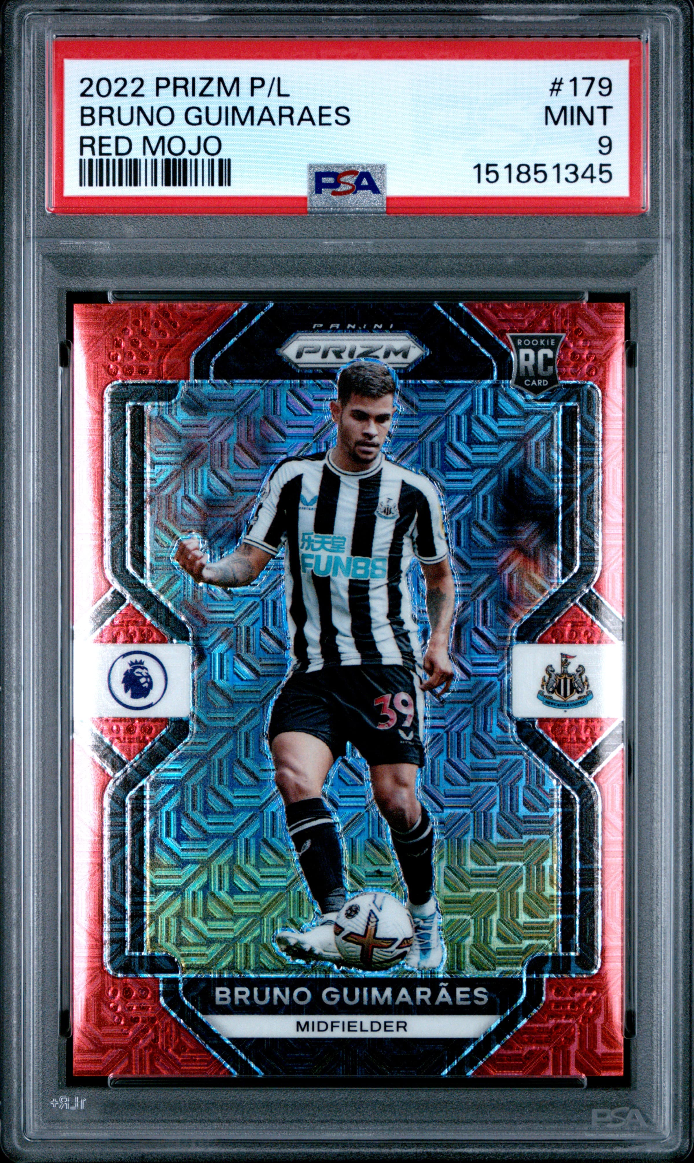 2022-23 PANINI PRIZM PREMIER LEAGUE BRUNO GUIMARAES #179 RED MOJO MINT 9 151851345